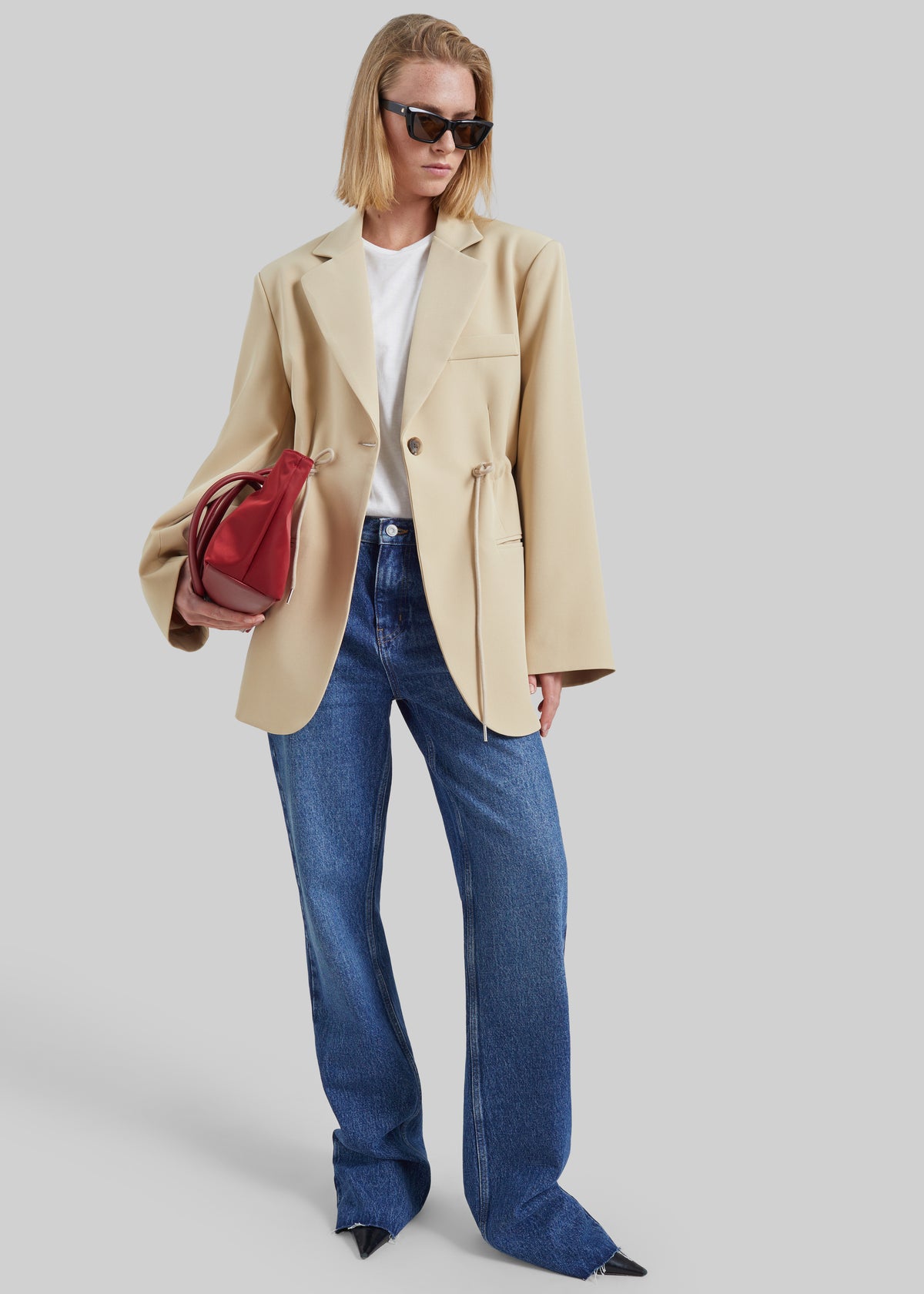 Sesma Drawstring Blazer - Light Beige - 4