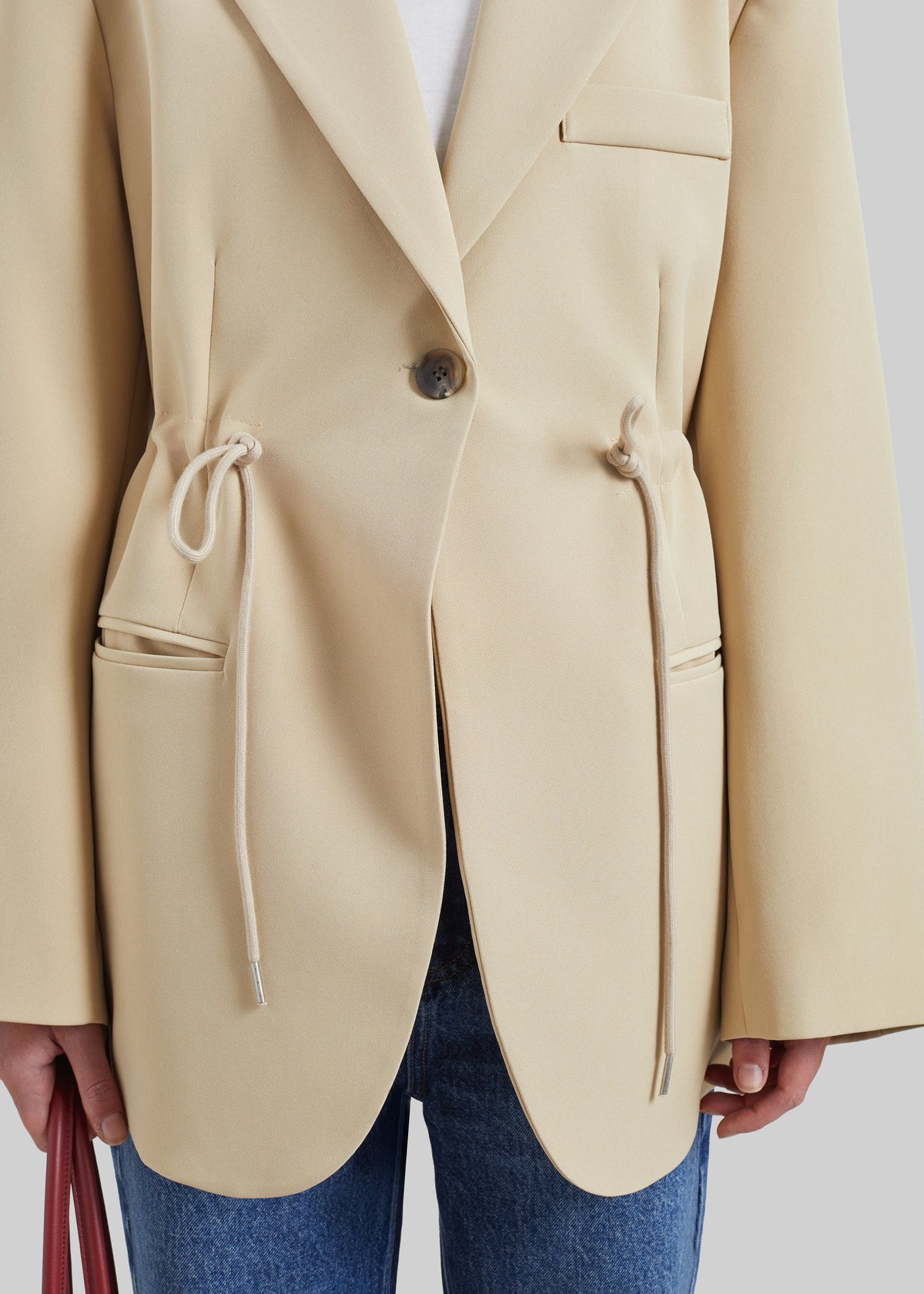 Sesma Drawstring Blazer - Light Beige - 3