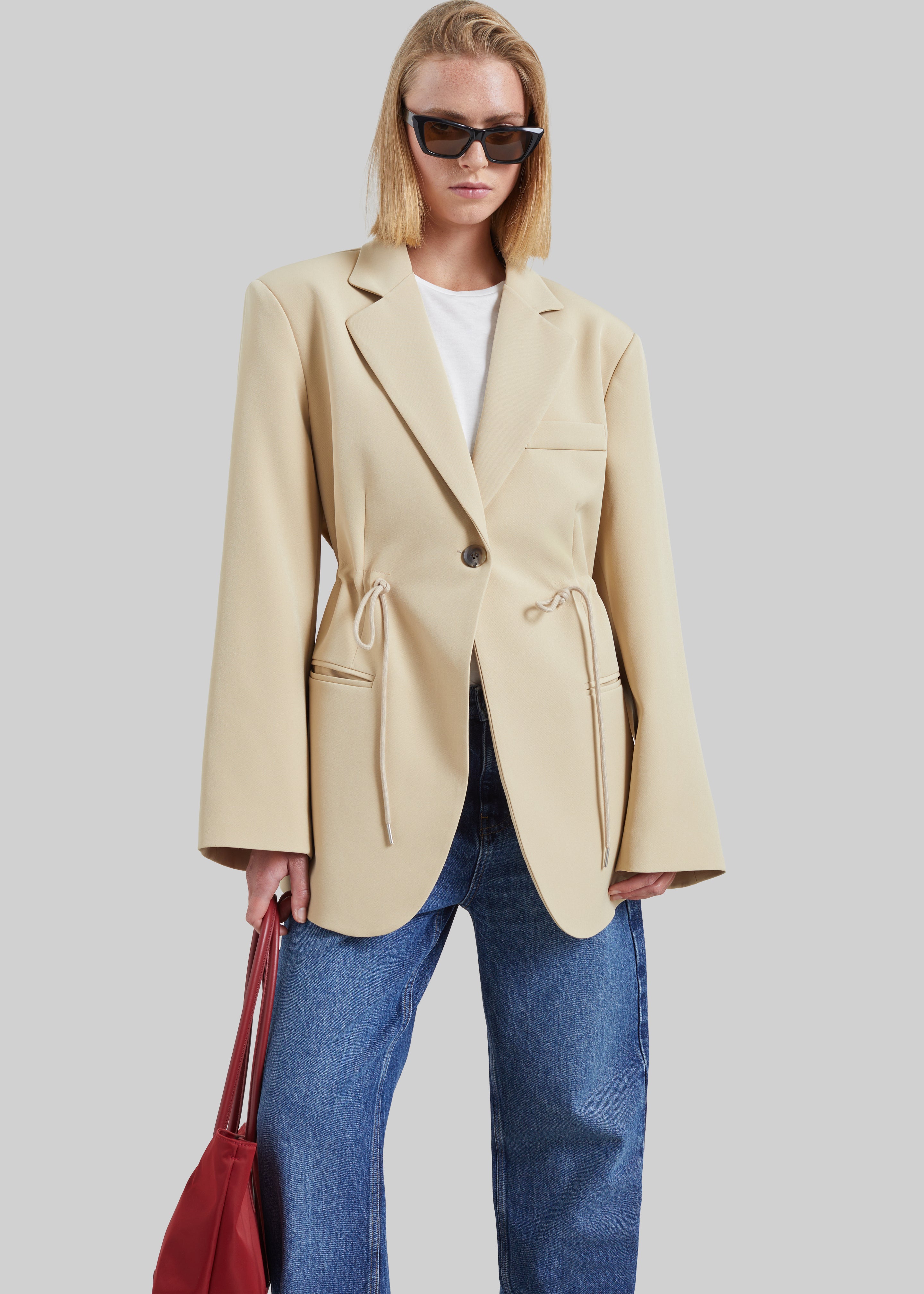 Sesma Drawstring Blazer - Light Beige - 2