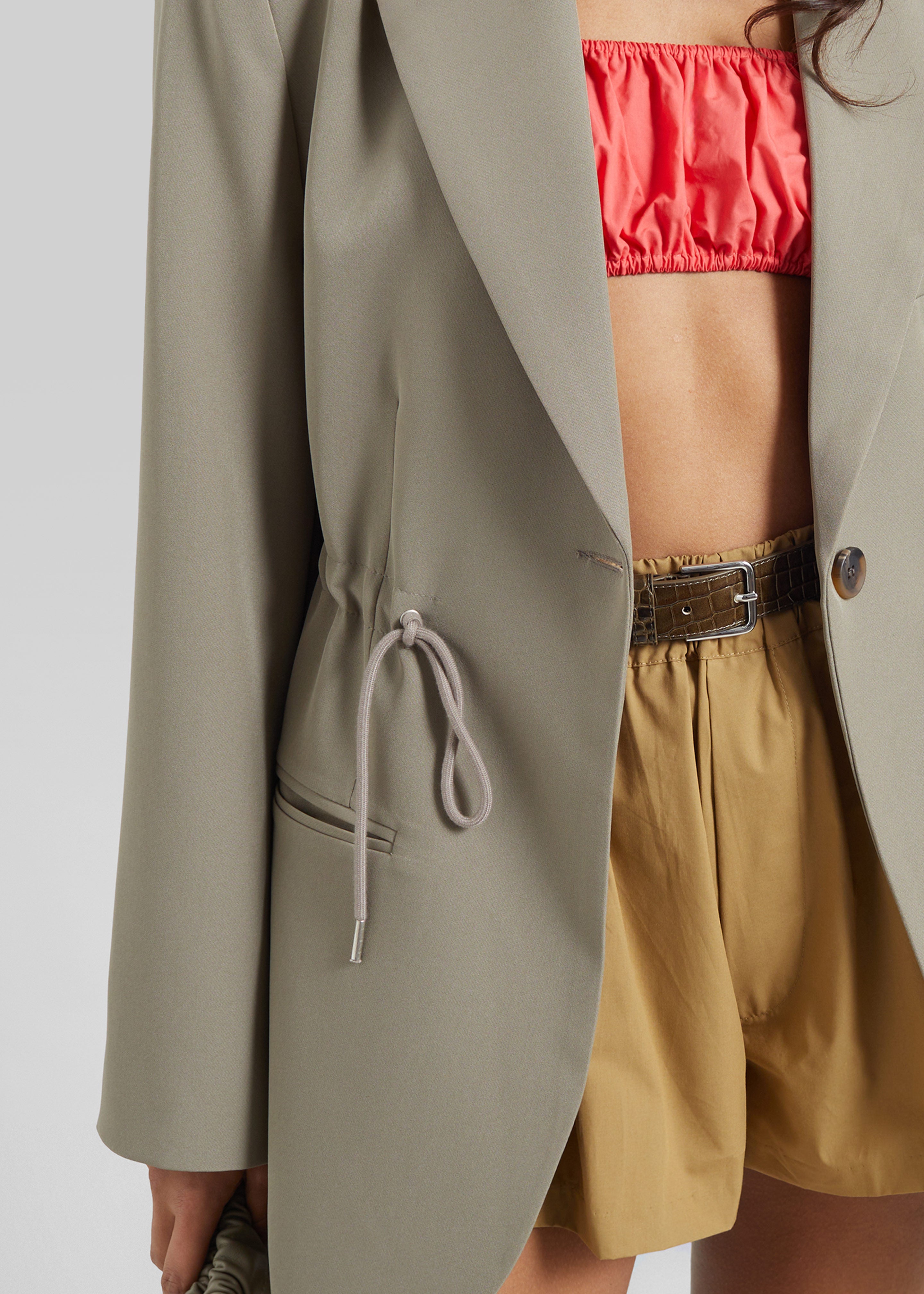 Sesma Drawstring Blazer - Pale Olive - 3