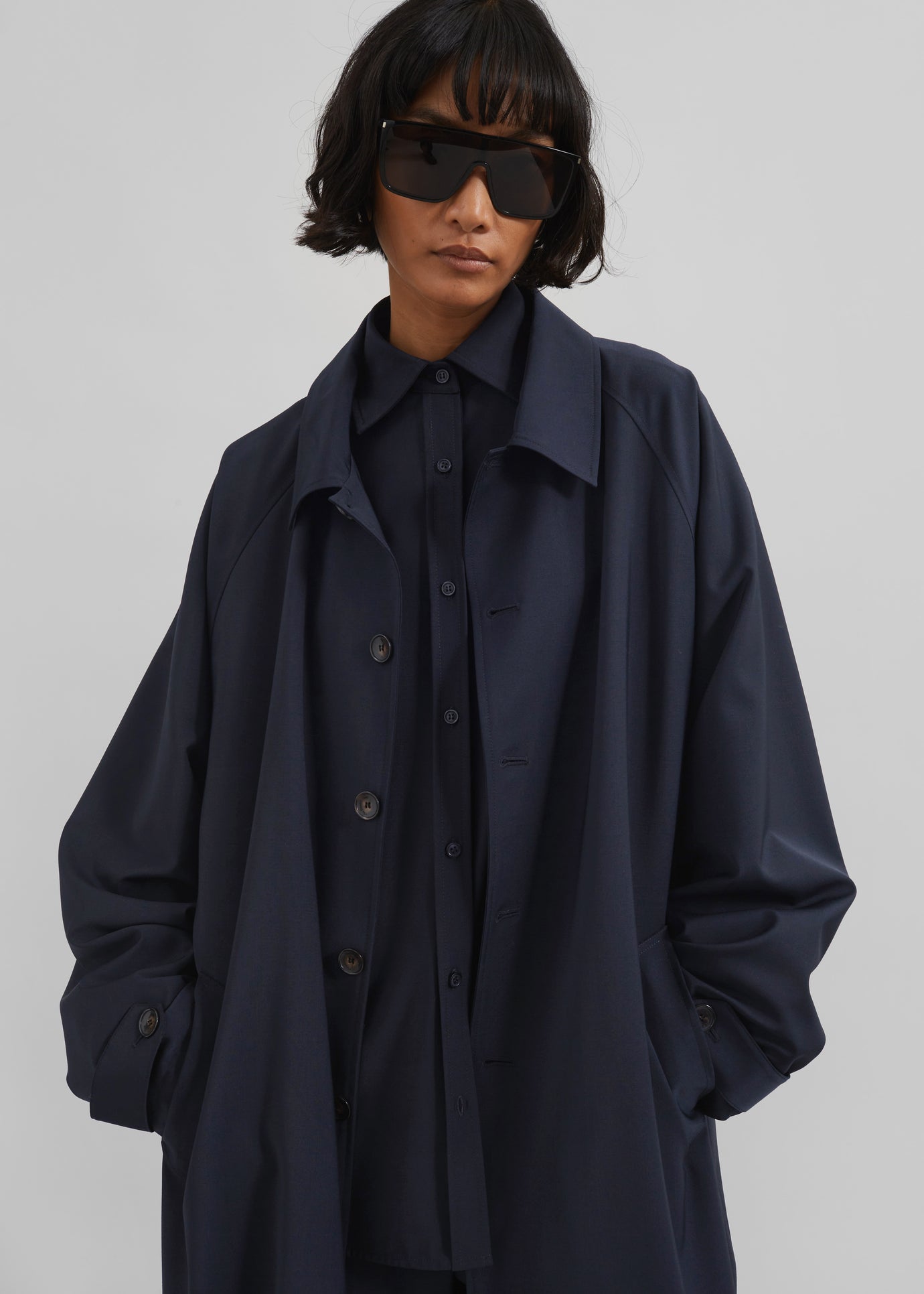 Shay Trench Coat - Dark Navy - 1