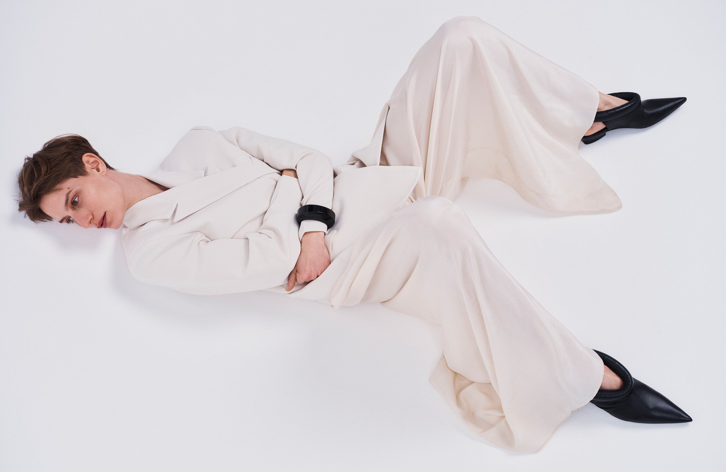 Model Veronika Kunz wearing The Frankie Shop photographed by Sarah Blais. 