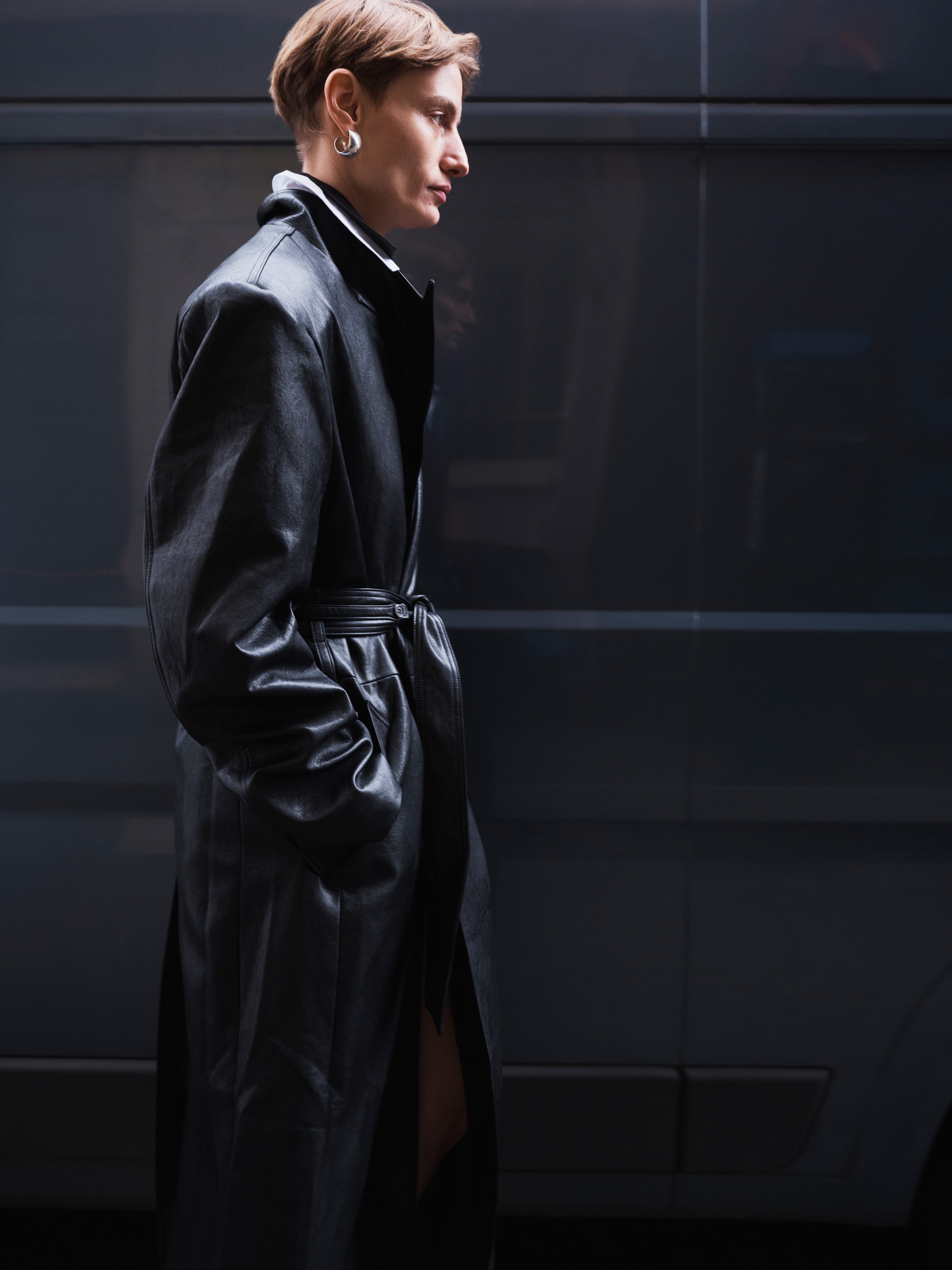 Model Veronika Kunz wearing The Frankie Shop photographed by Sarah Blais in the streets of Paris. 