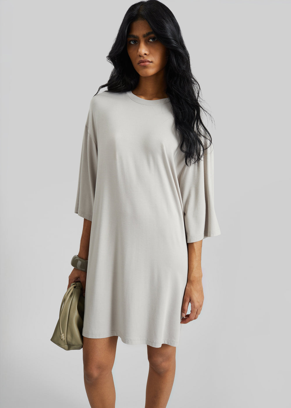 Sian Oversized T-Shirt Dress - Slate Grey - 1