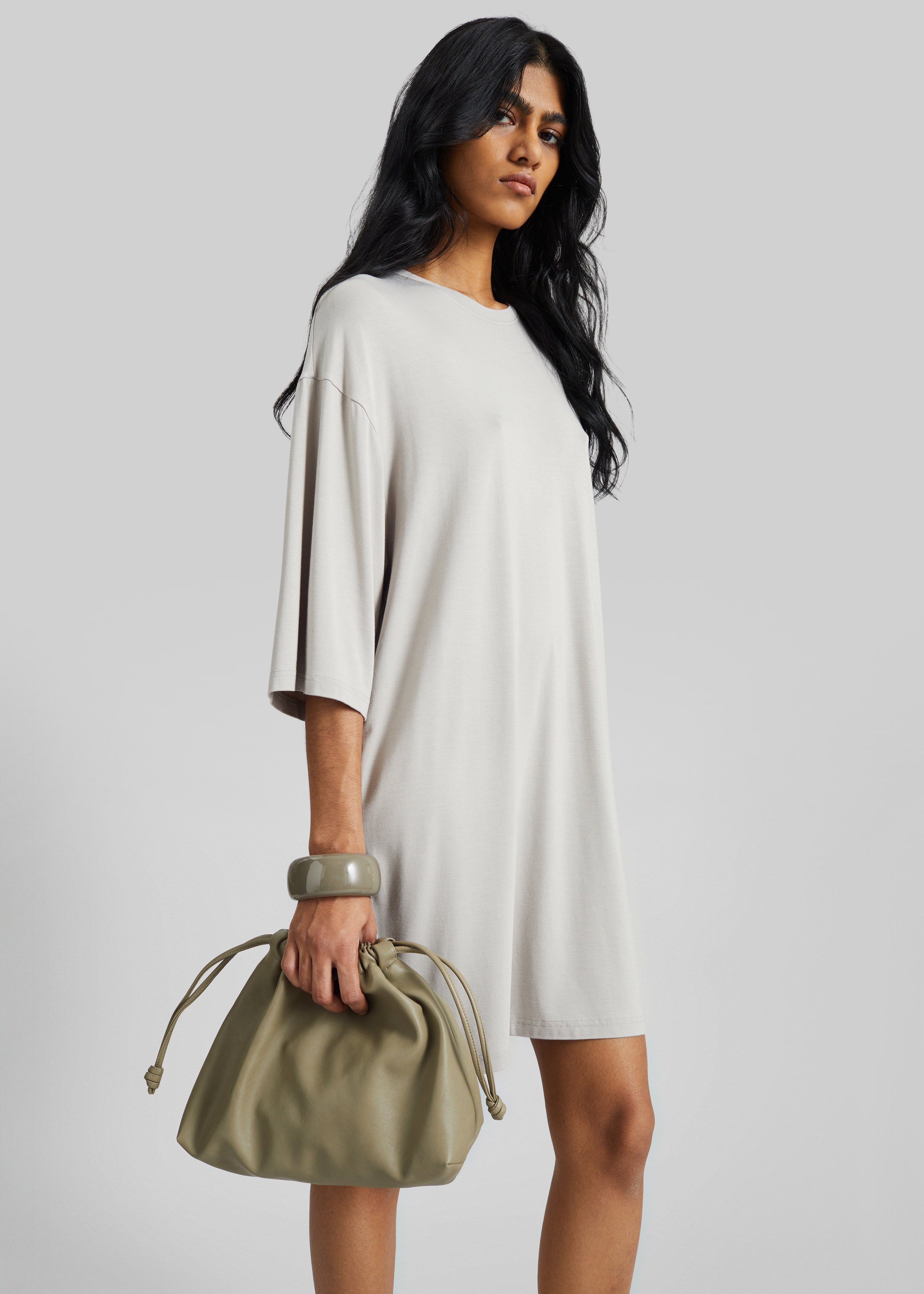 Sian Oversized T-Shirt Dress - Slate Grey - 5