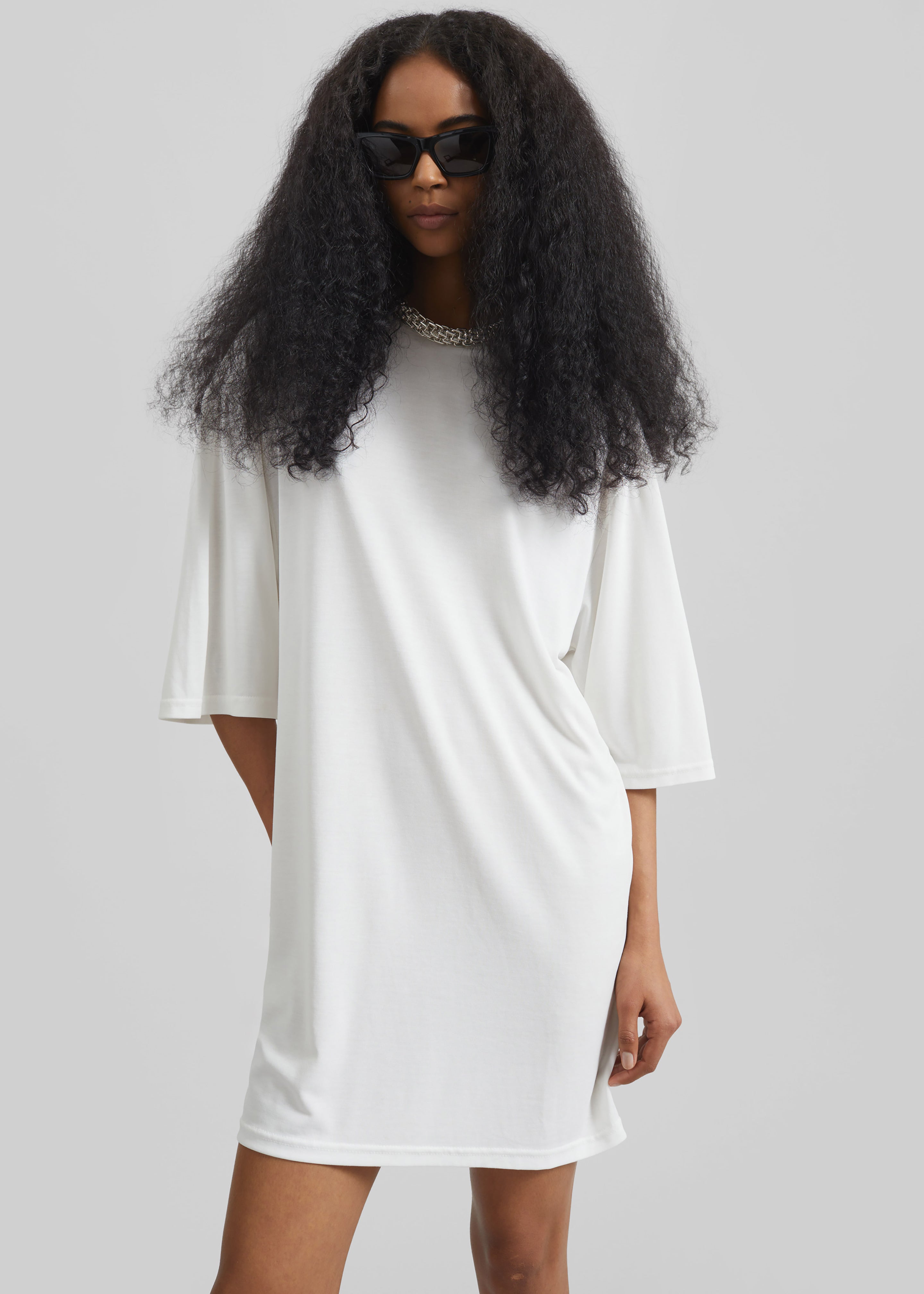white tee shirt dress The Organic Cotton Weekend creating a laid BAYSE Joanna Cotton T-Shirt Mini