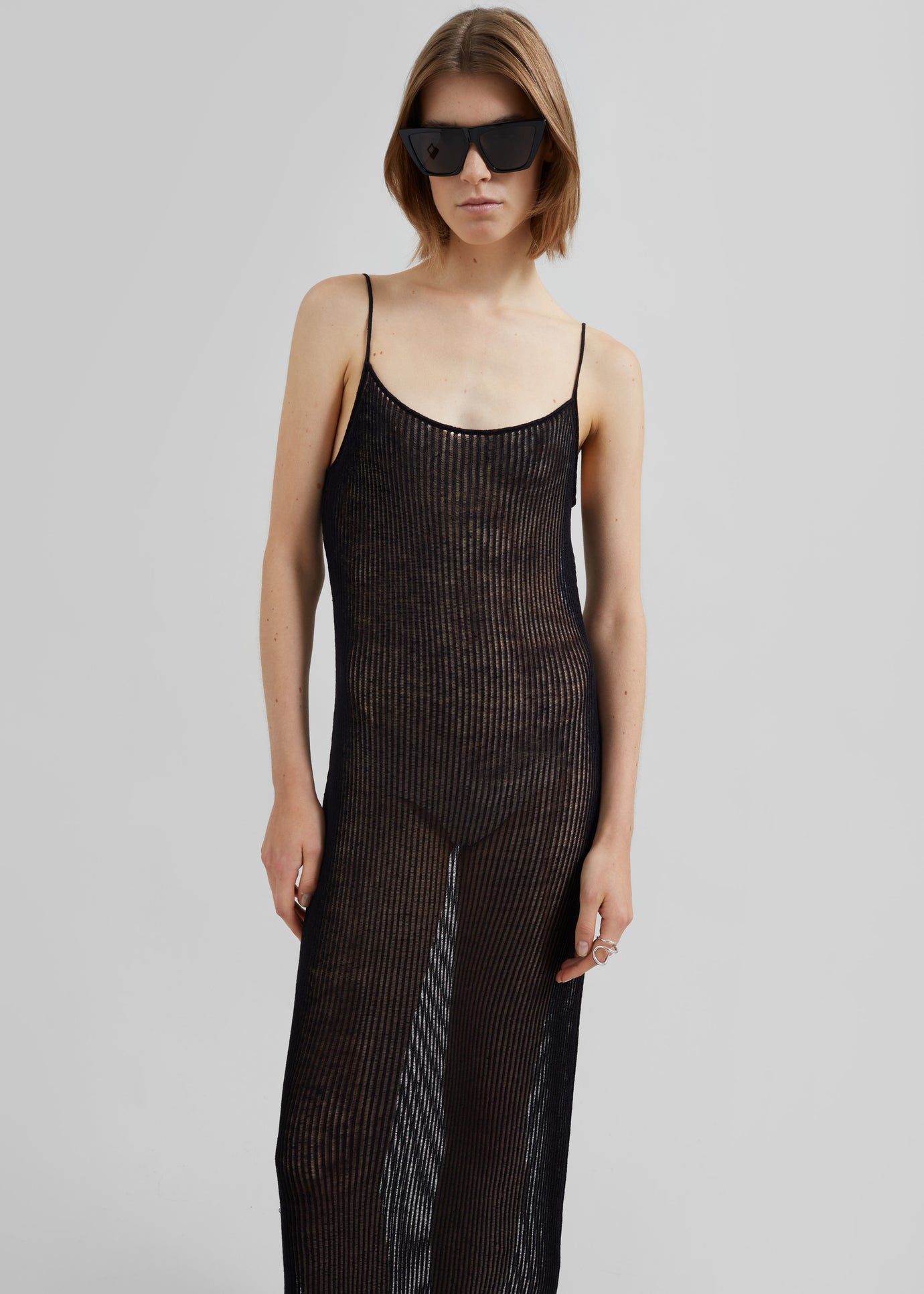 coperni mesh dress Coperni Striped Sheer Polo Dress