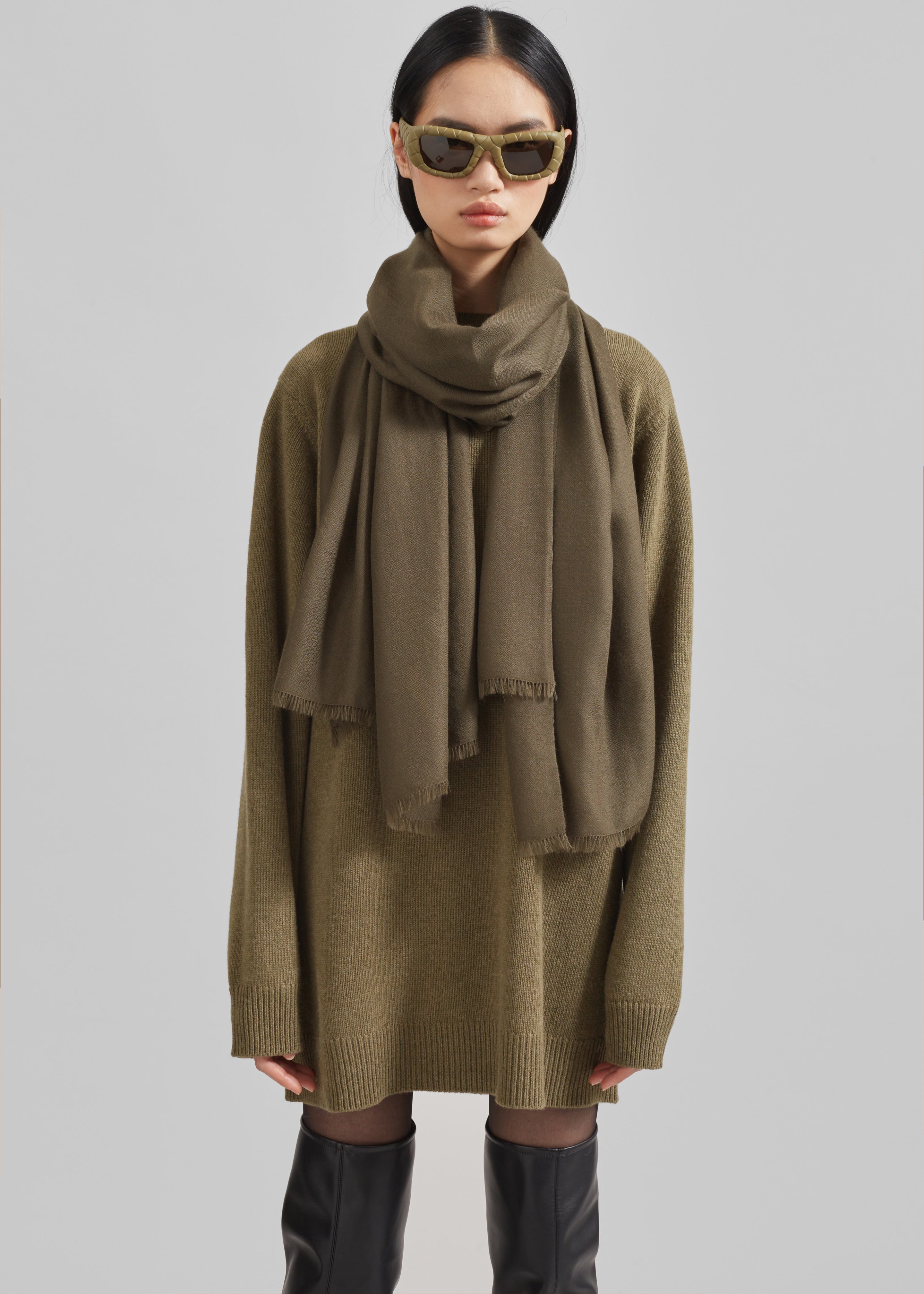 Dorset Cashmere Scarf - Khaki - 3