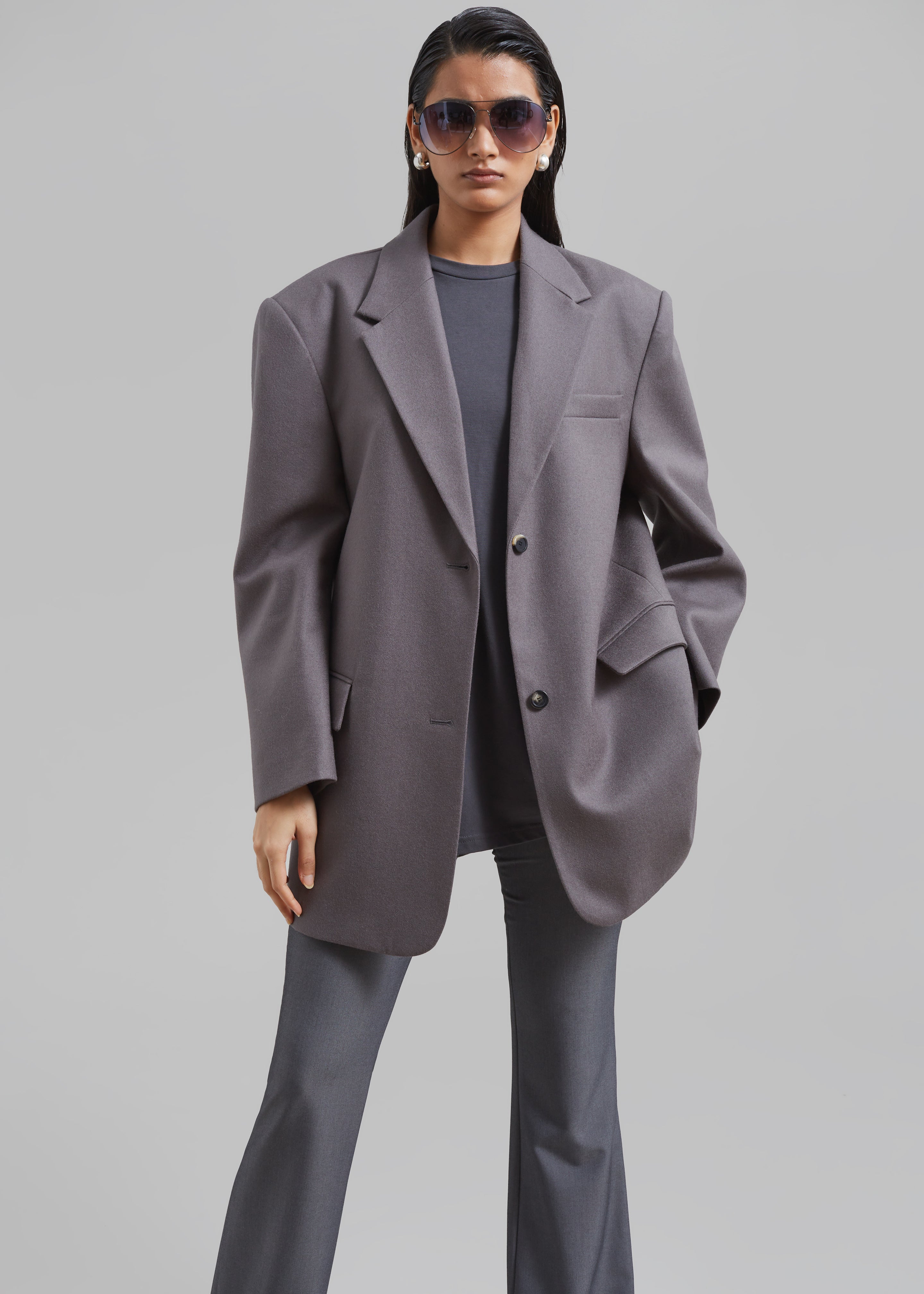 Silas Oversized Wool Blazer - Grey – The Frankie Shop