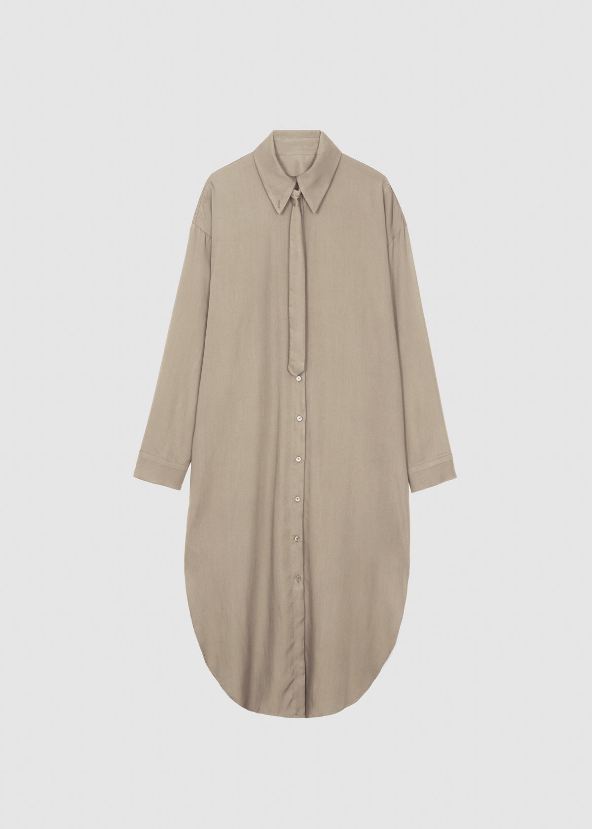 Silvan Neck Tie Shirt Dress - Taupe - 9