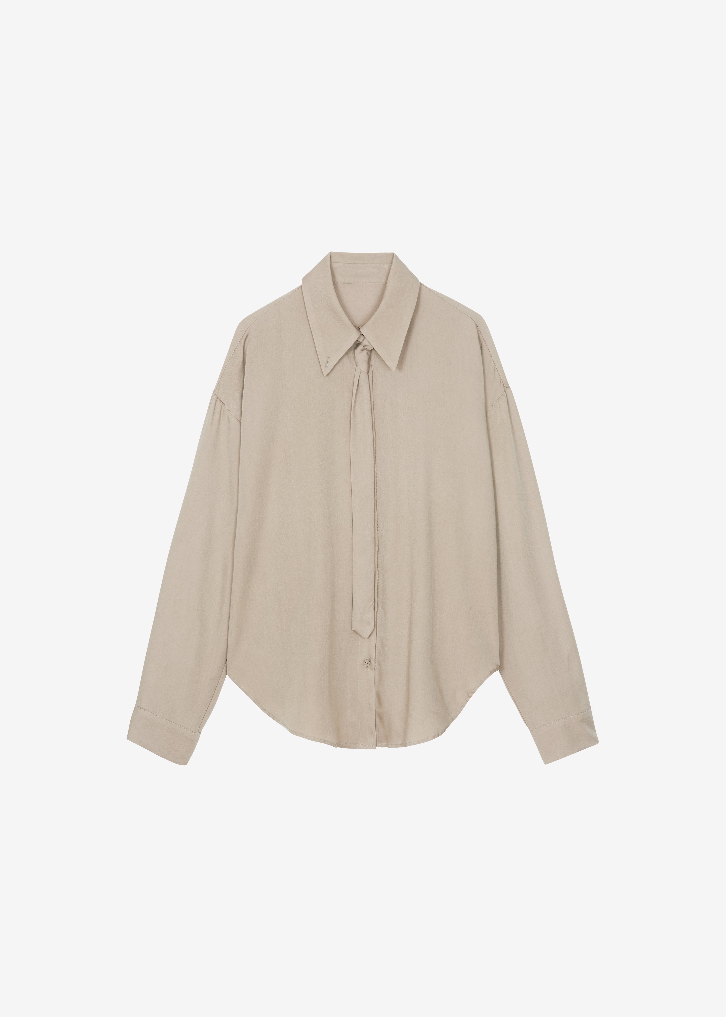 Silvan Neck Tie Shirt - Taupe - 11