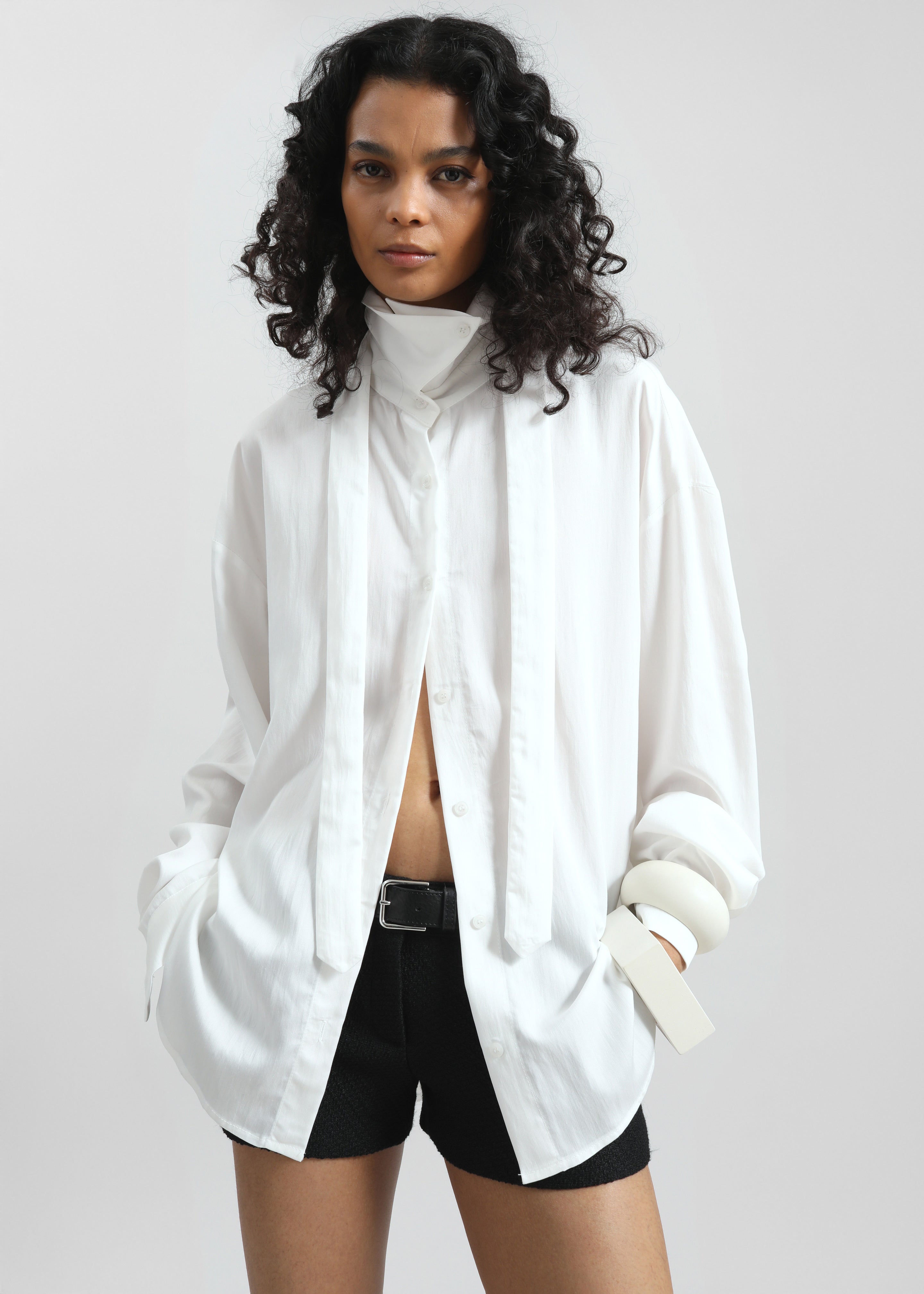 Silvan Neck Tie Shirt - White - 6