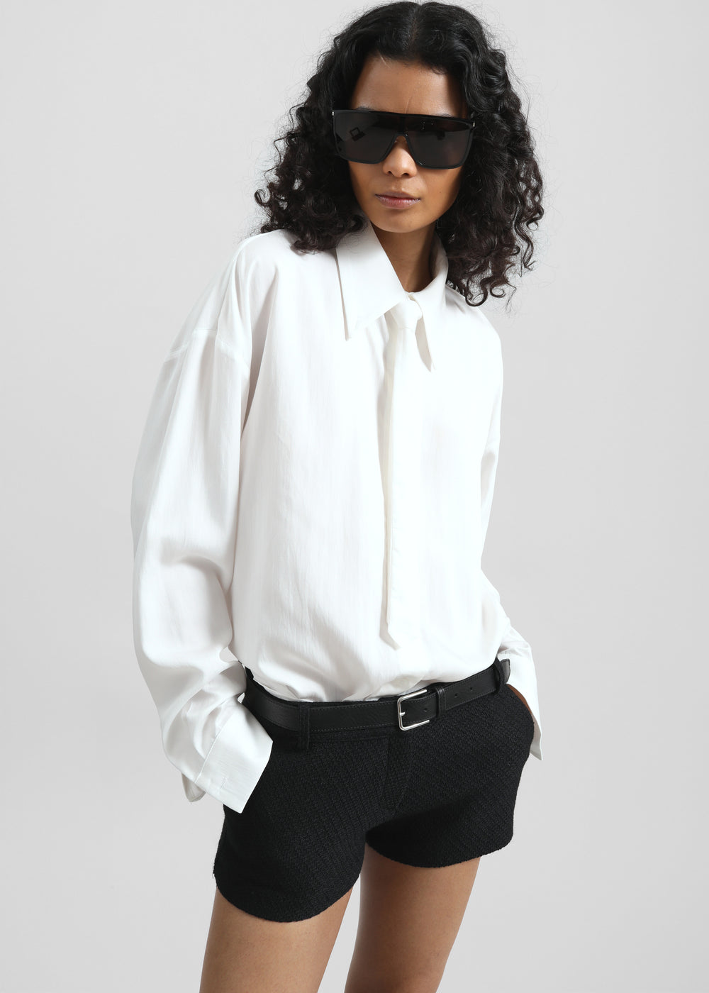 Silvan Neck Tie Shirt - White - 1