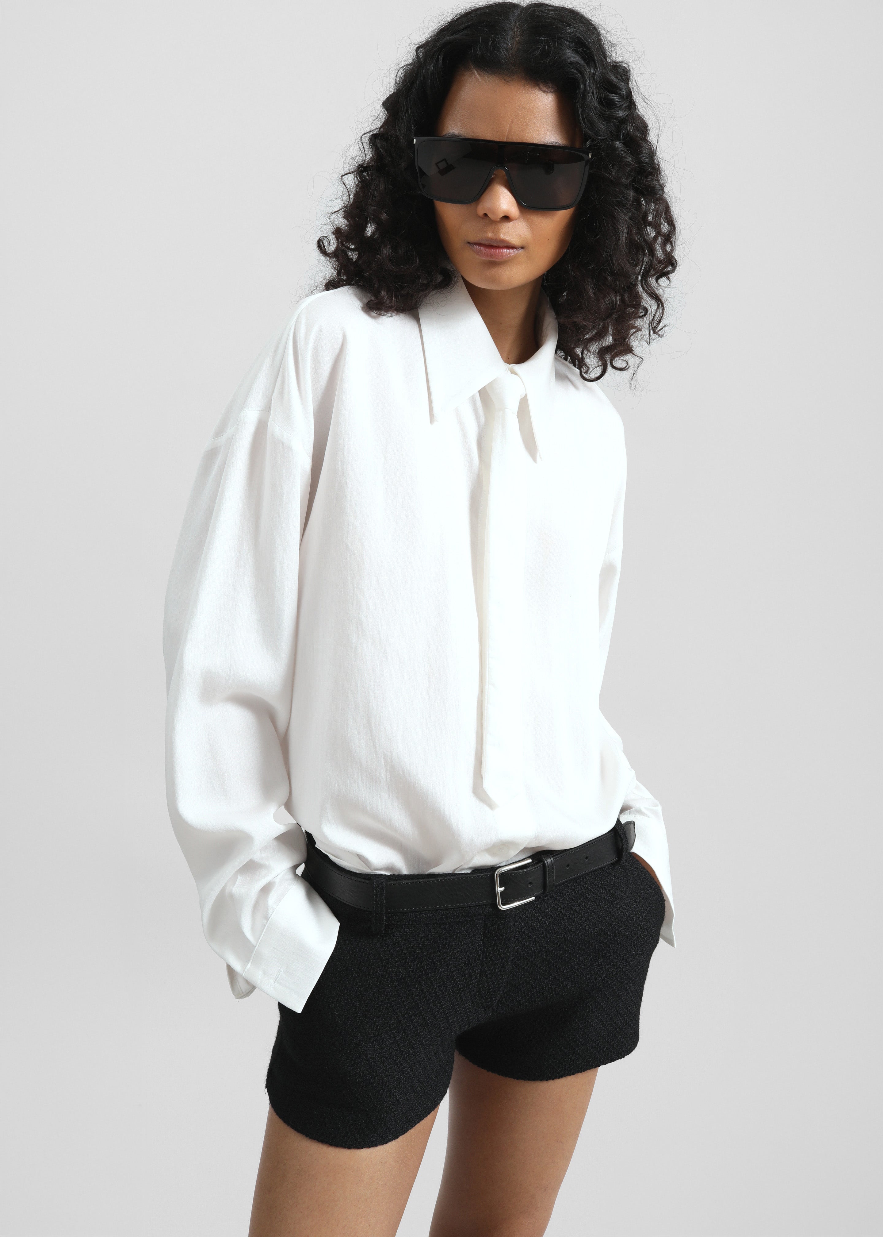Silvan Neck Tie Shirt - White – The Frankie Shop