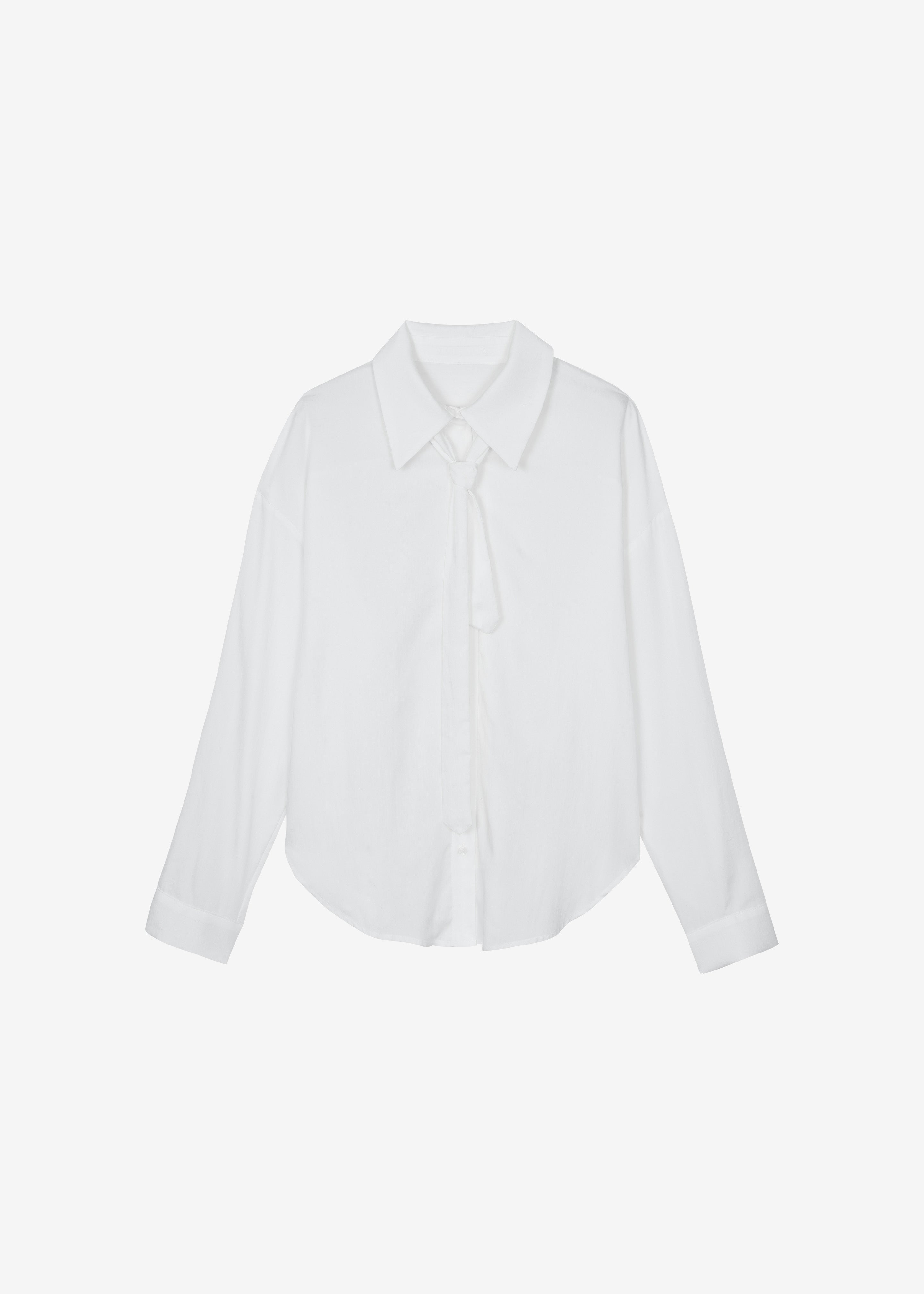 Silvan Neck Tie Shirt - White – The Frankie Shop