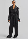 Simona Satin Short Trench - Black