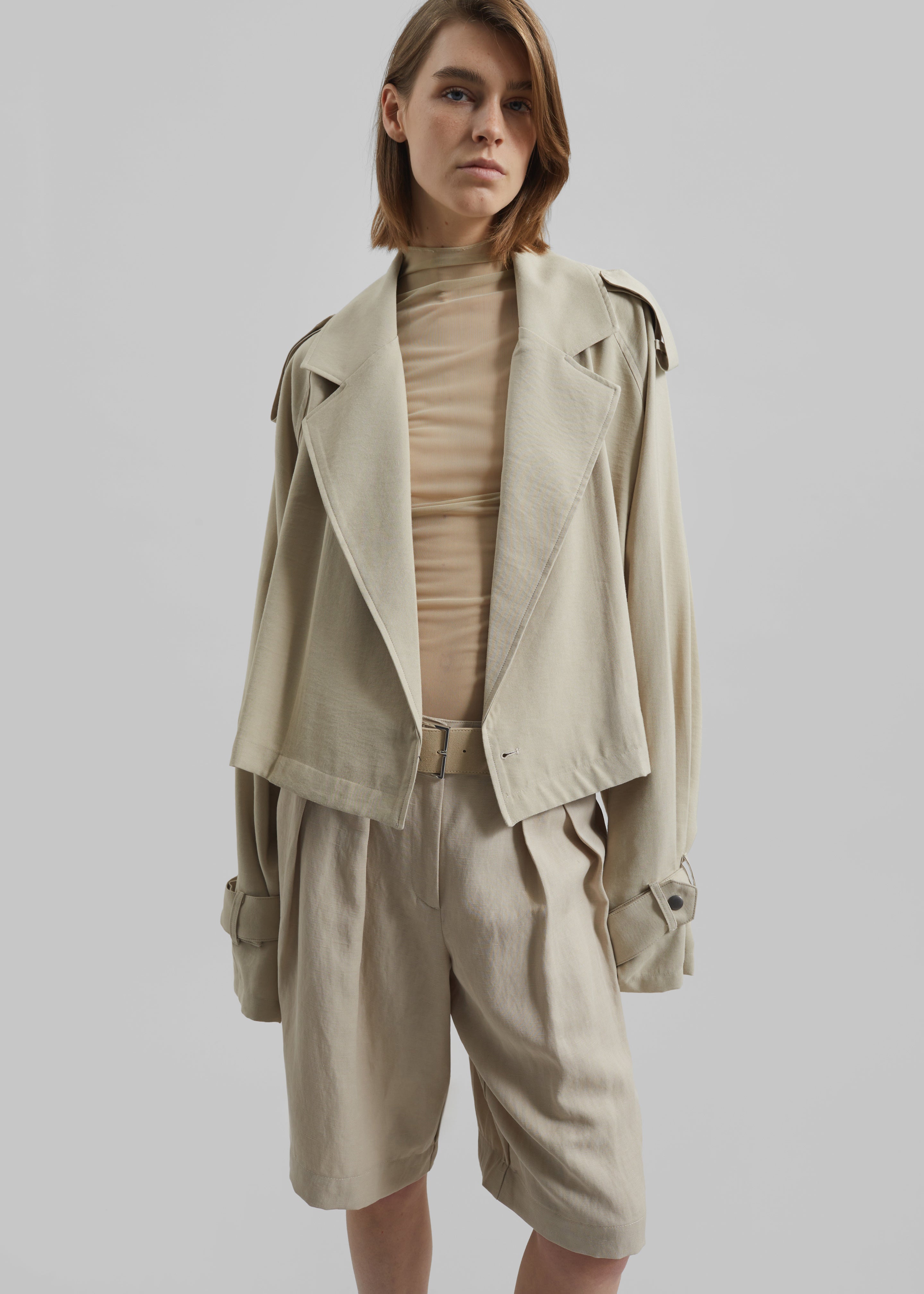 Simona Short Trench - Cement – The Frankie Shop