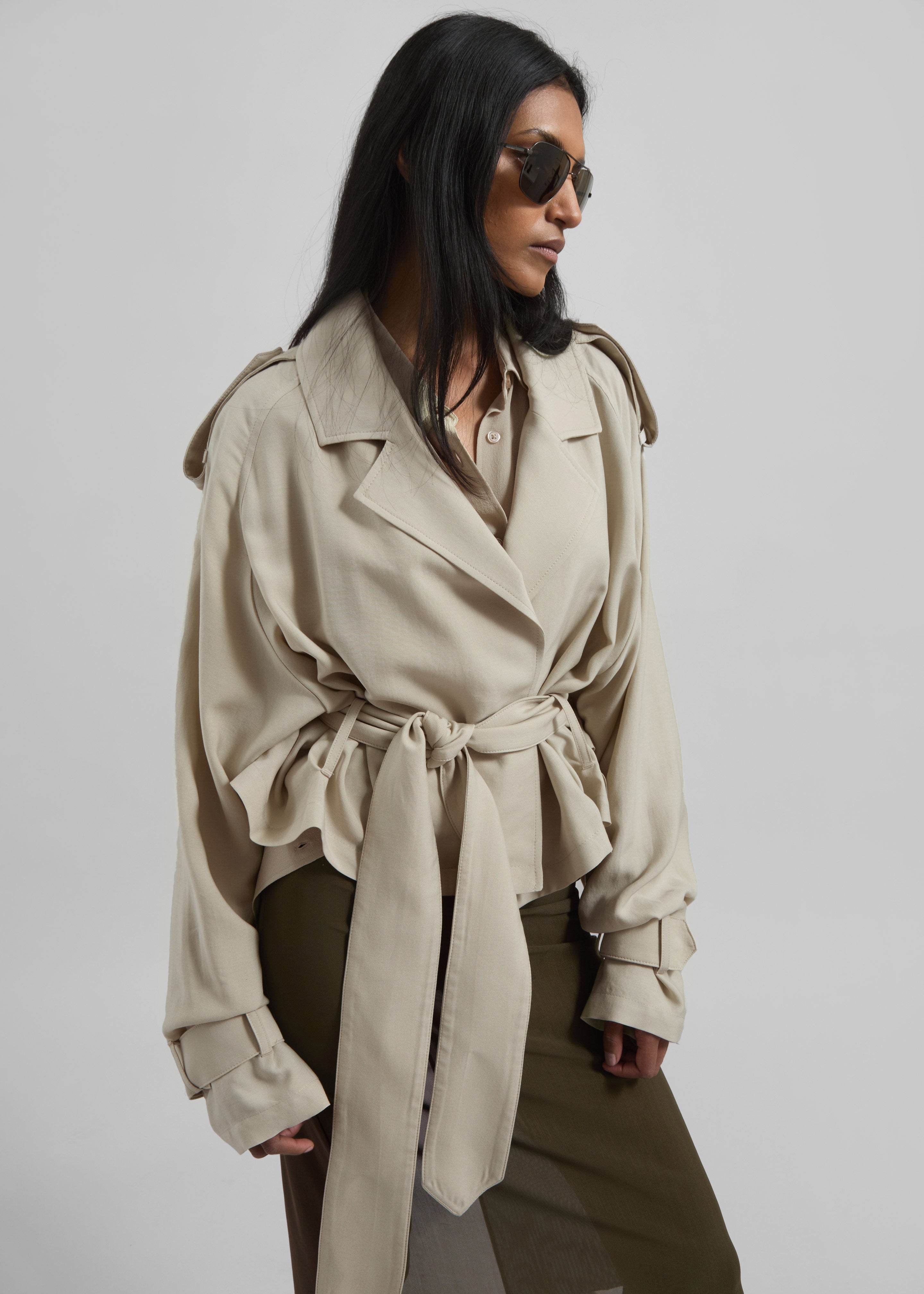 Simona Short Trench - Cement – The Frankie Shop