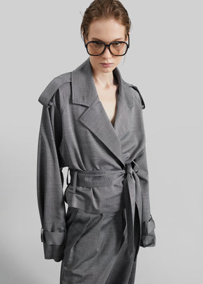 Simona Short Trench - Grey Melange