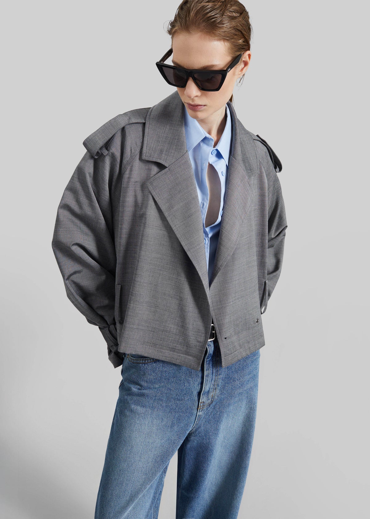 Simona Short Trench - Grey Melange - 8