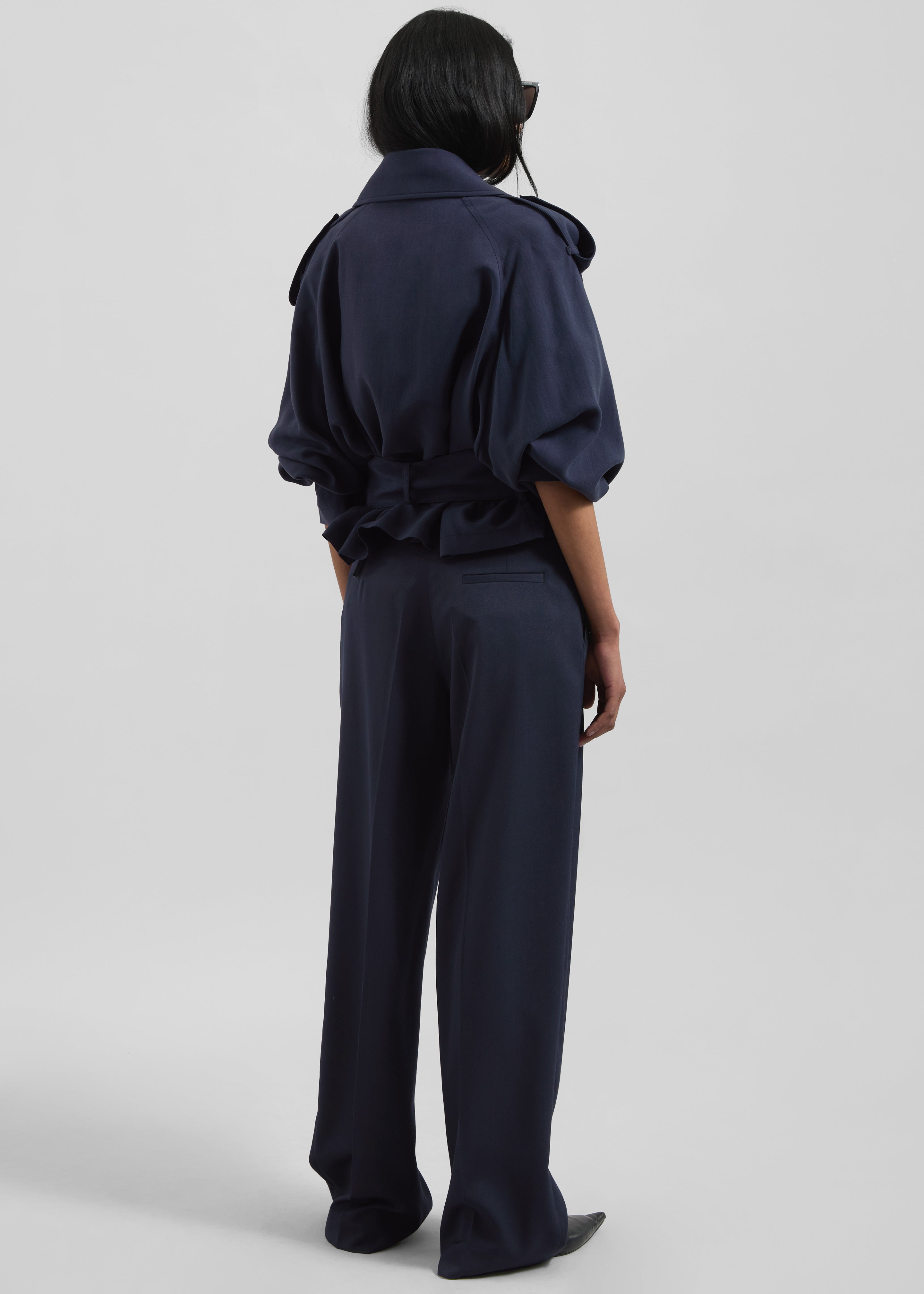 Simona Short Trench - Navy – The Frankie Shop