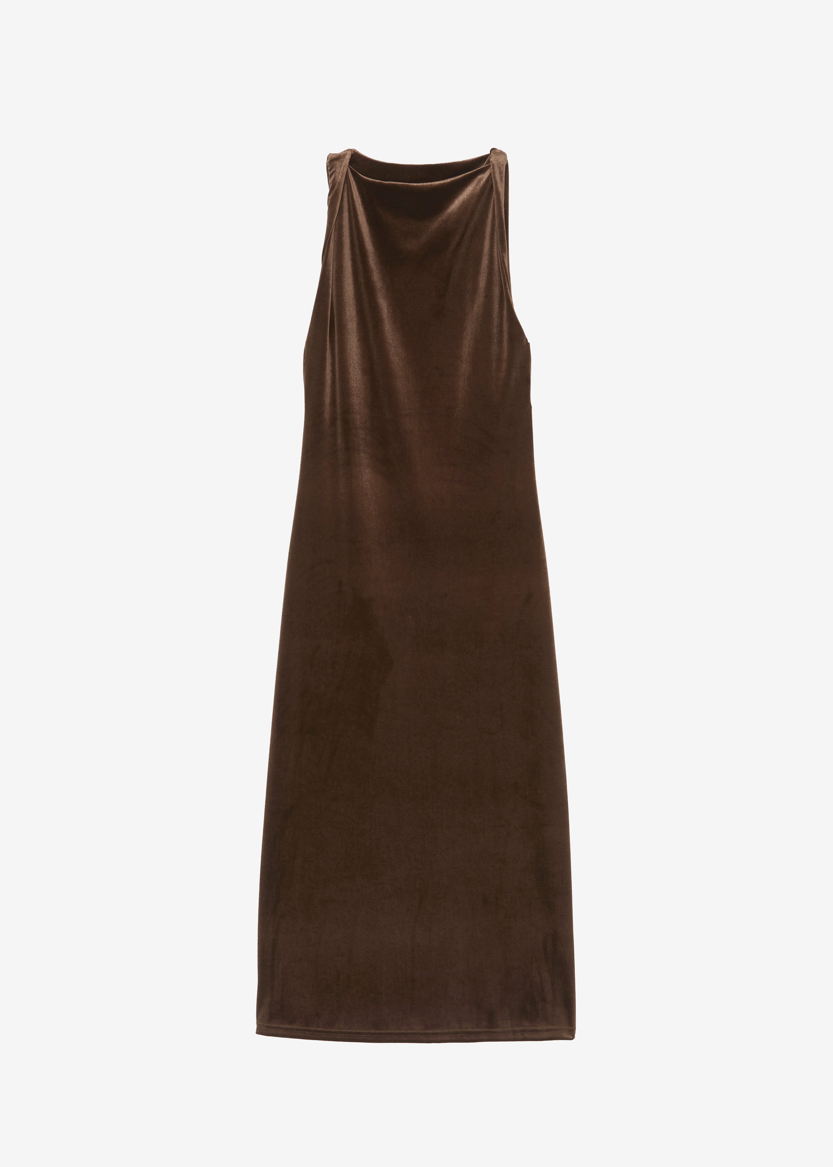 Sinai Twisted Velvet Dress - Brown - 10