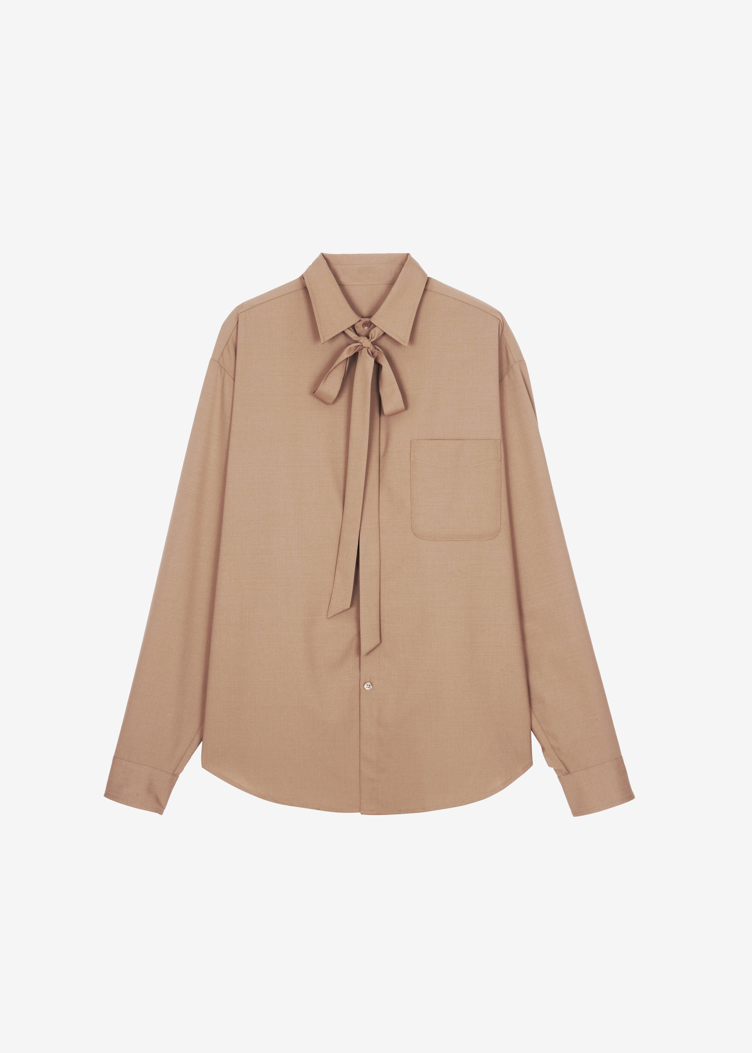 Sinclair Neck Tie Shirt - Camel – The Frankie Shop