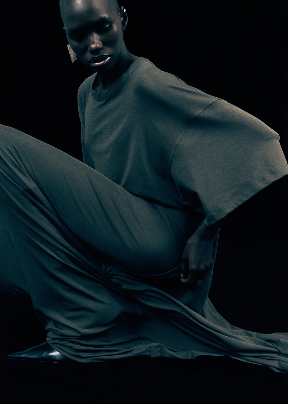 Sintra Jersey Draped Maxi Dress - Dark Olive - 5