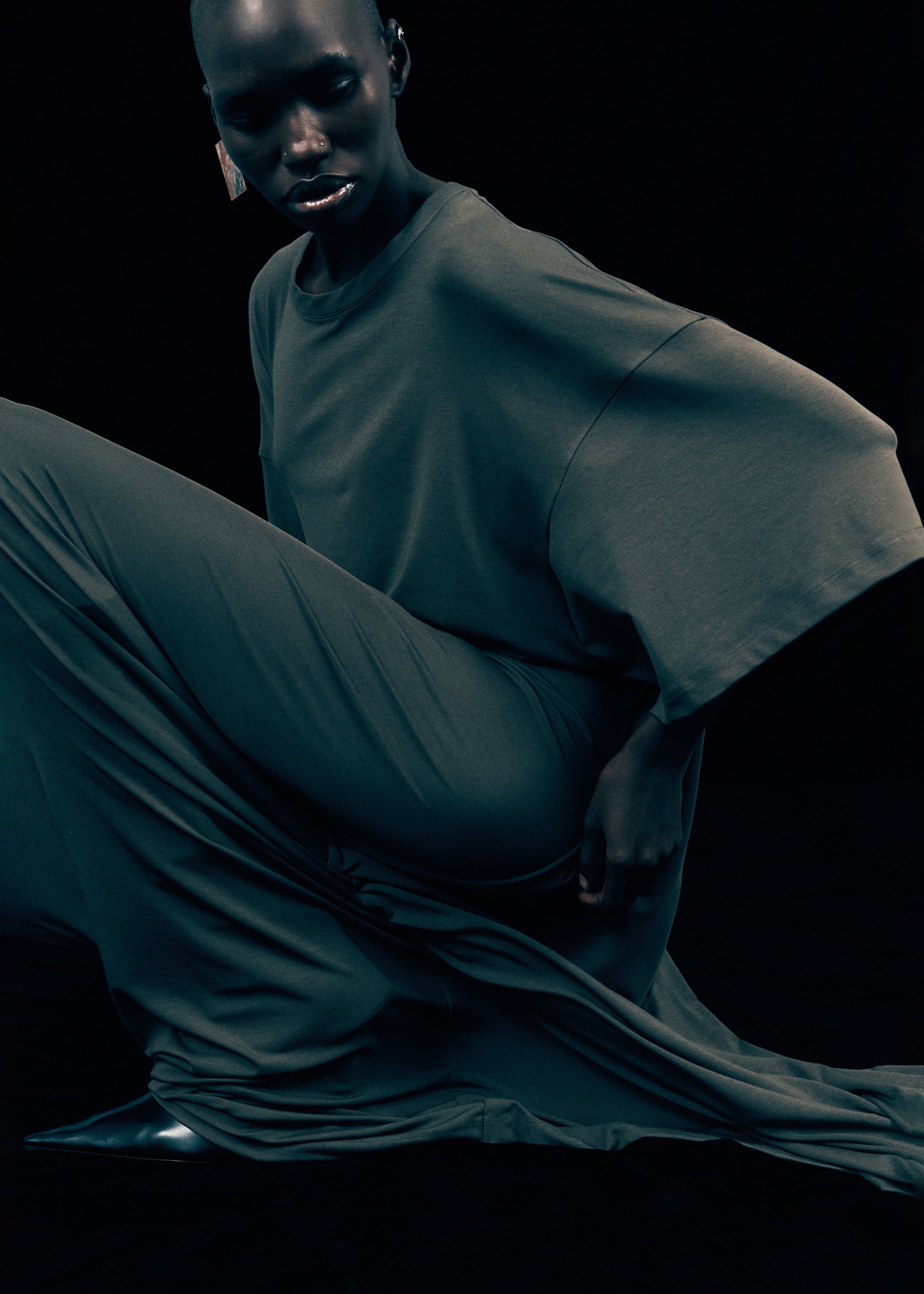 Sintra Jersey Draped Maxi Dress - Dark Olive - 5