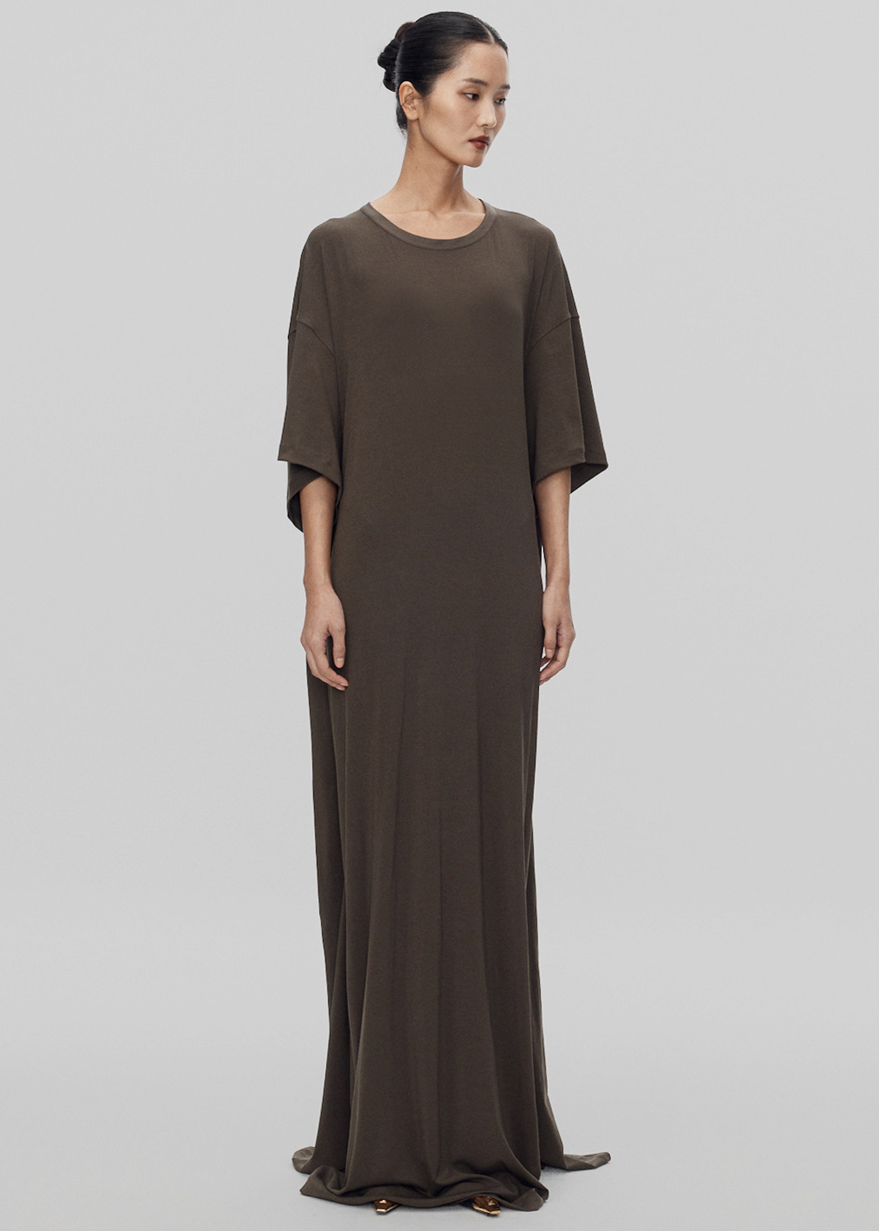 Sintra Jersey Draped Maxi Dress - Dark Olive - 9
