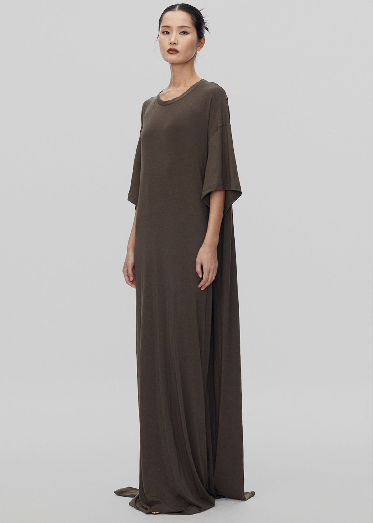 Sintra Jersey Draped Maxi Dress - Dark Olive - 3
