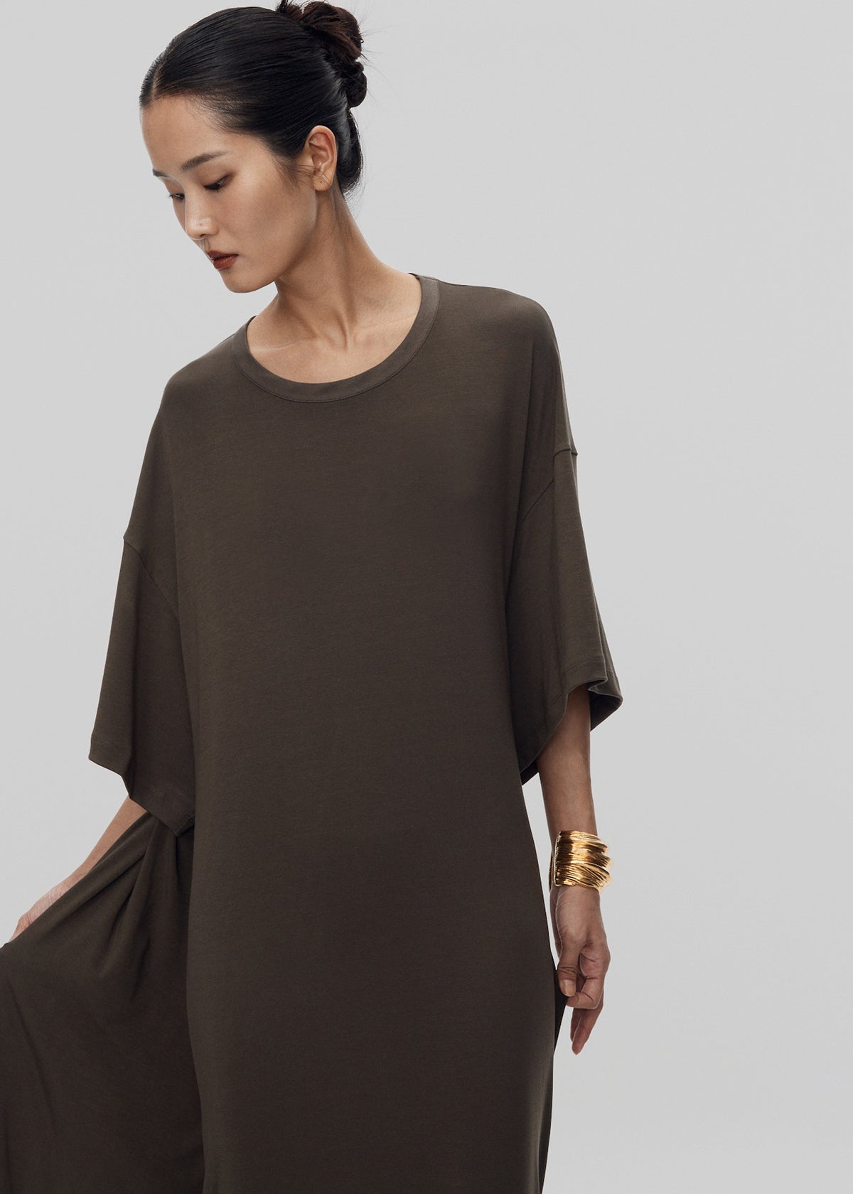 Sintra Jersey Draped Maxi Dress - Dark Olive - 4