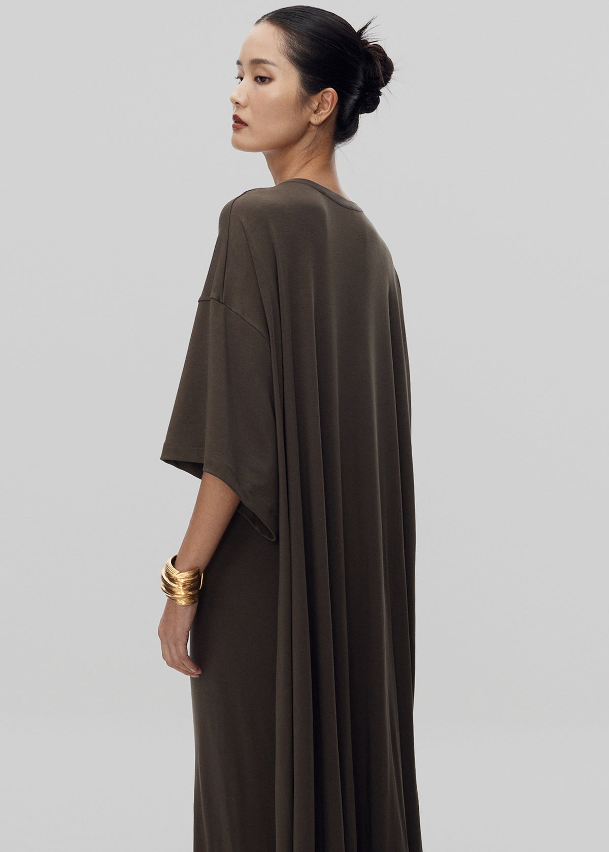 Sintra Jersey Draped Maxi Dress - Dark Olive - 2