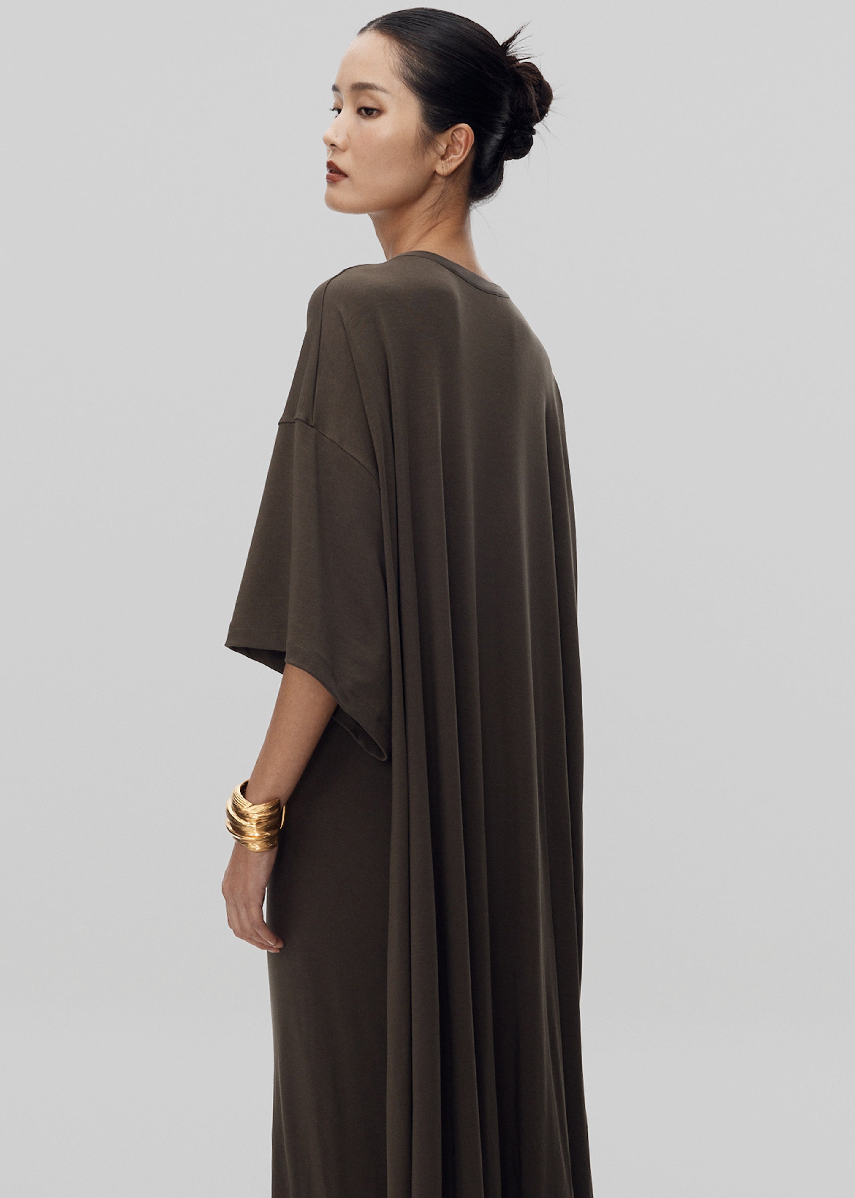 Sintra Jersey Draped Maxi Dress - Dark Olive - 2