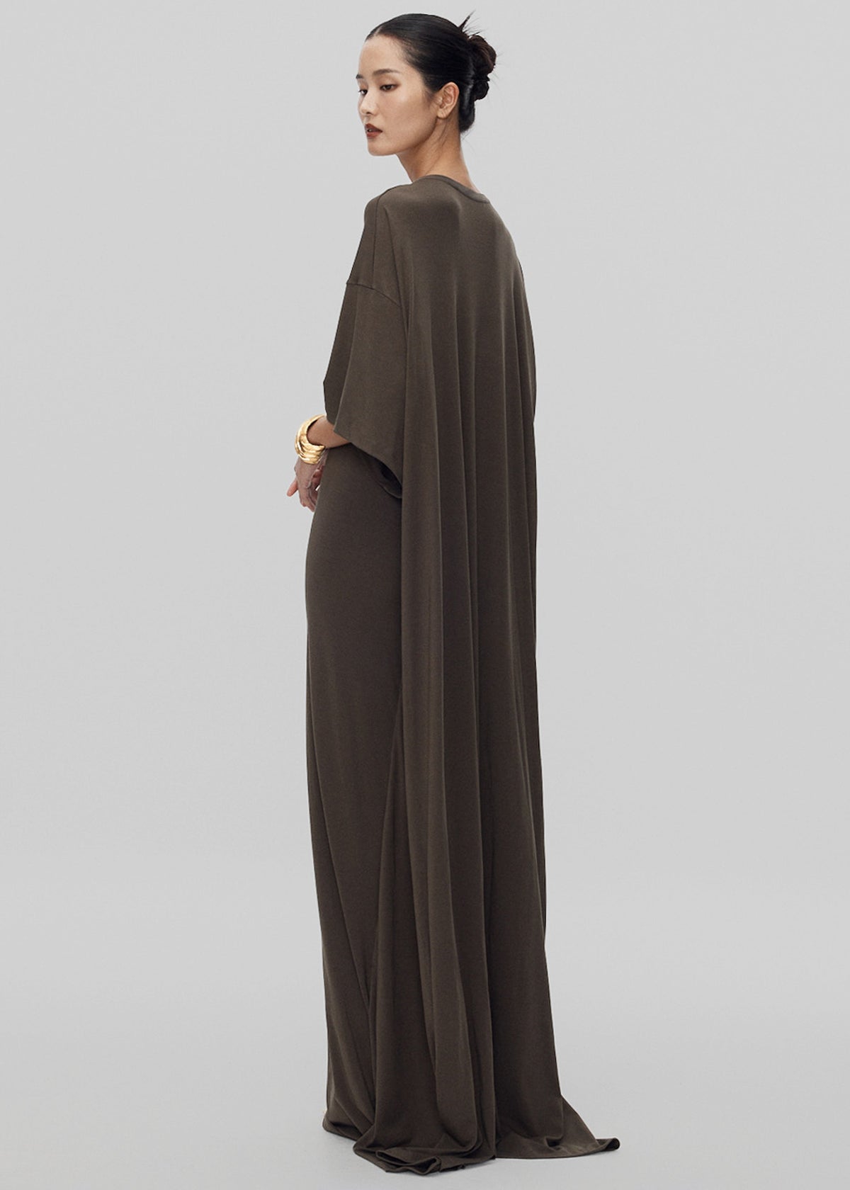 Sintra Jersey Draped Maxi Dress - Dark Olive - 11