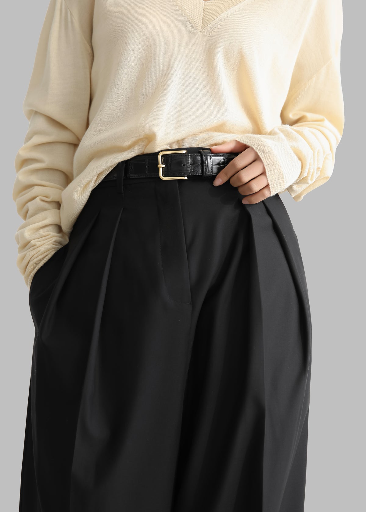 Sion Pintuck Trousers - Black - 2