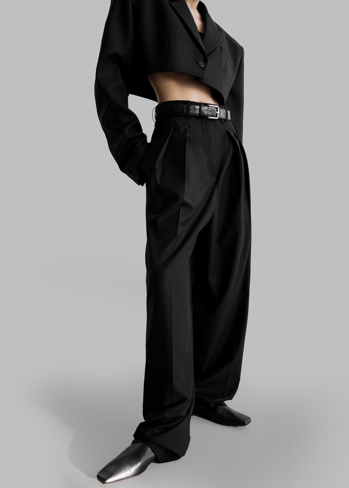 Sion Pintuck Trousers - Black - 1