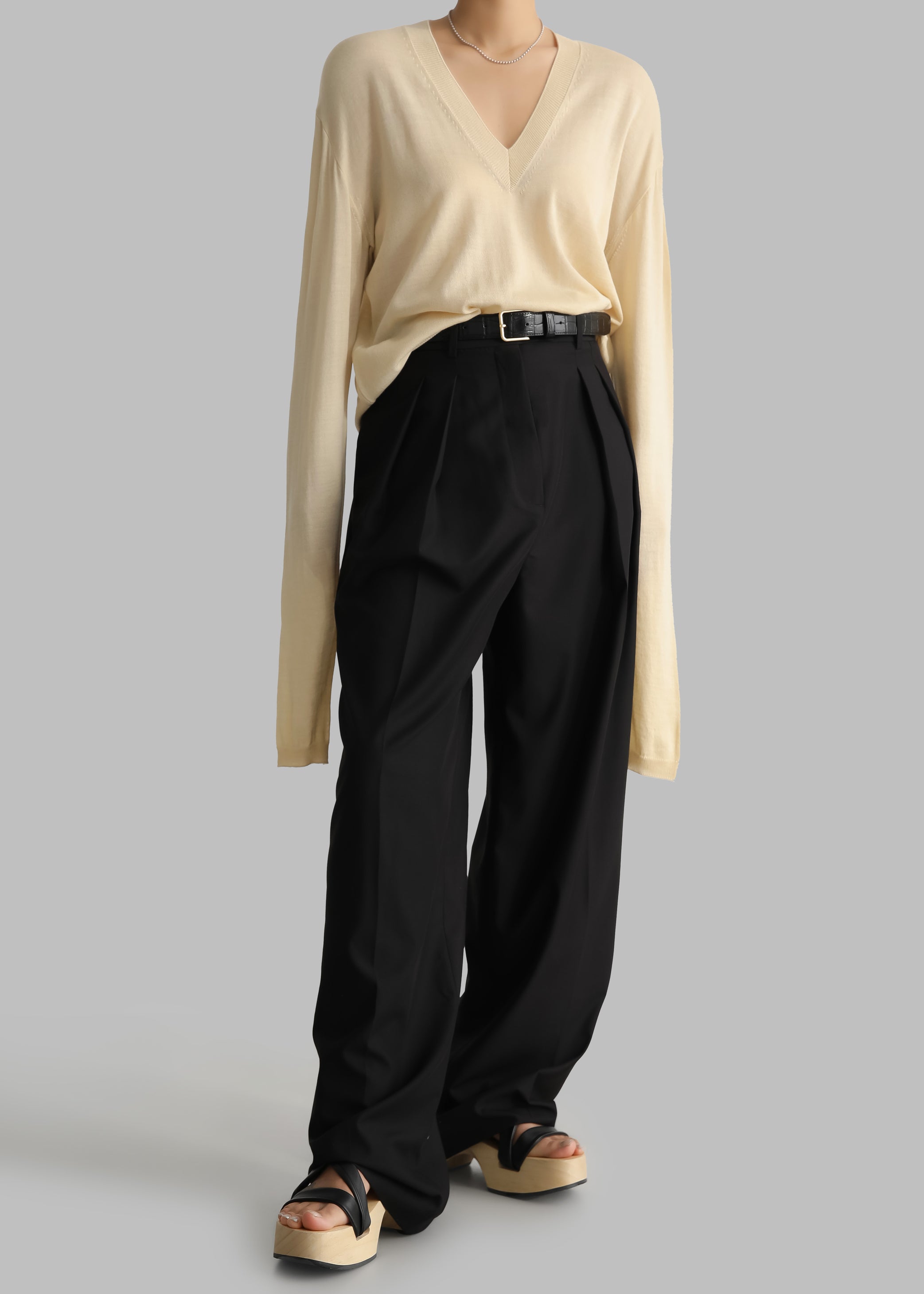 Shop the look image for Sion Pintuck Trousers - Black