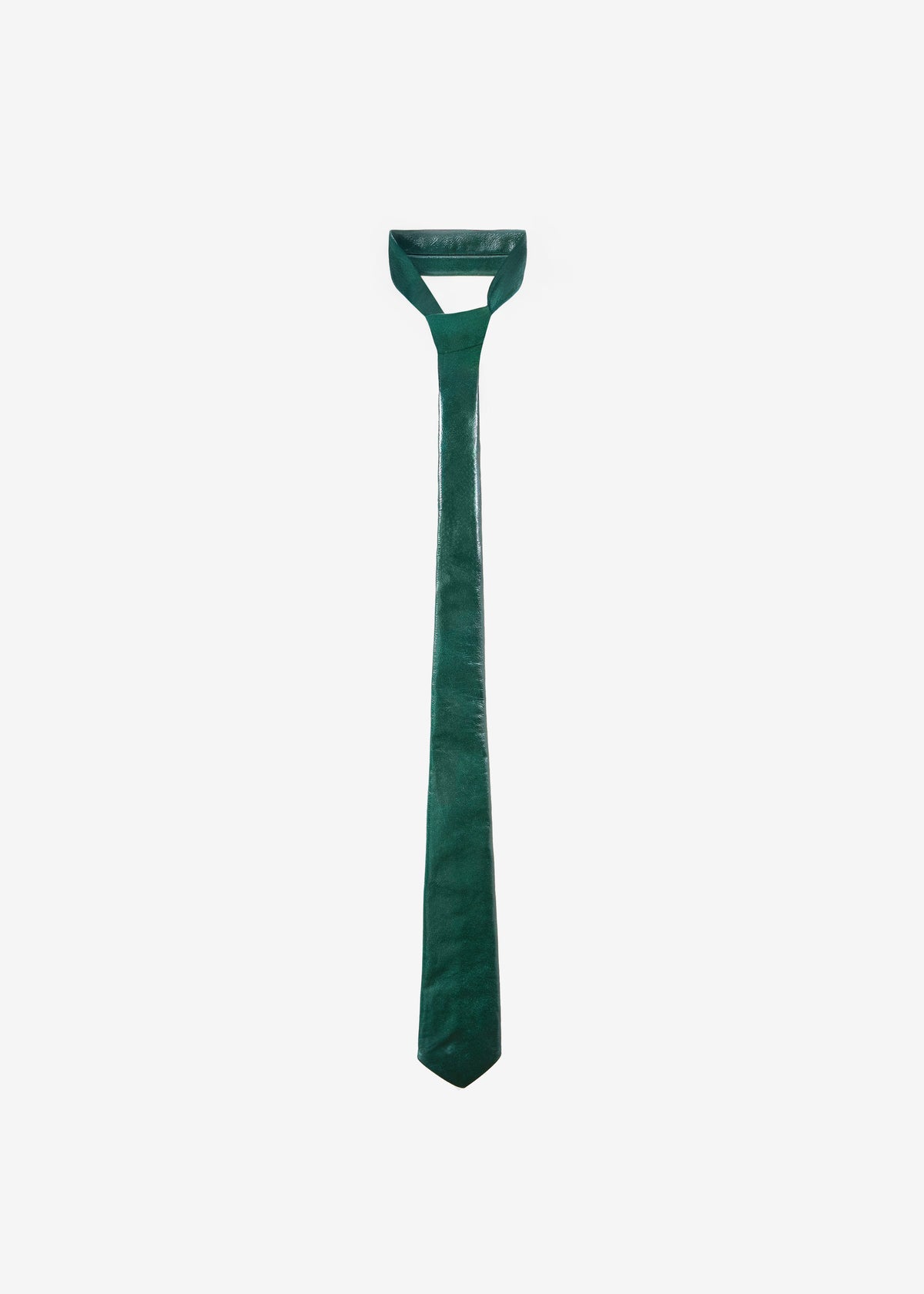 Sira Faux Leather Crackled Tie - Bottle Green
