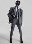 Sira Faux Leather Crackled Tie - Navy