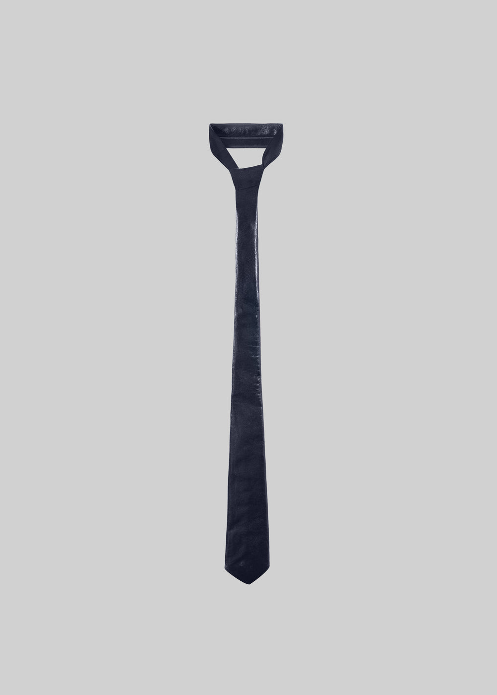 Sira Faux Leather Crackled Tie - Navy - 1