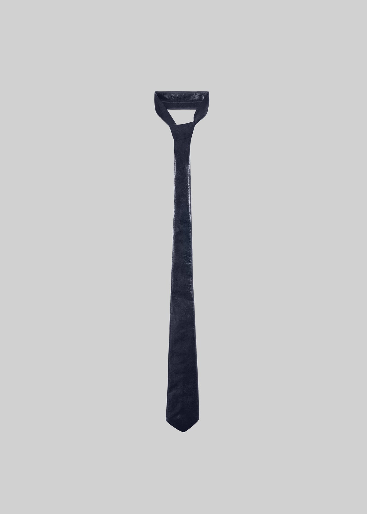 Sira Faux Leather Crackled Tie - Navy