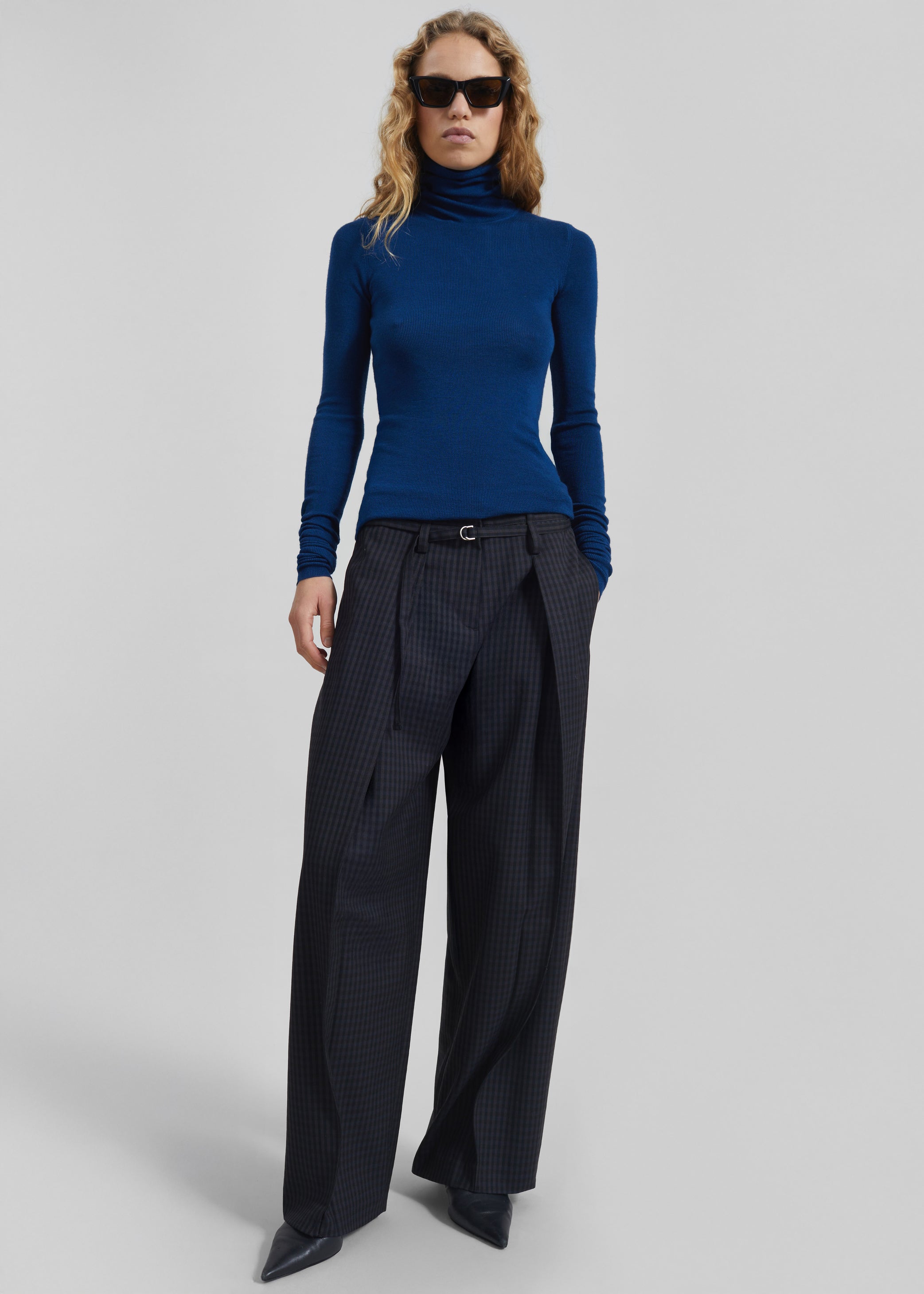 Shop the look image for Sirsa Double Belt Loop Trousers - Black Plaid