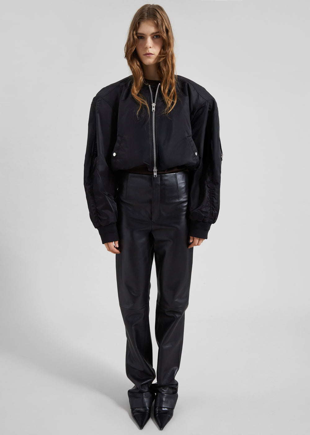 Skagen Cropped Trapeze Bomber Jacket - Black - 1