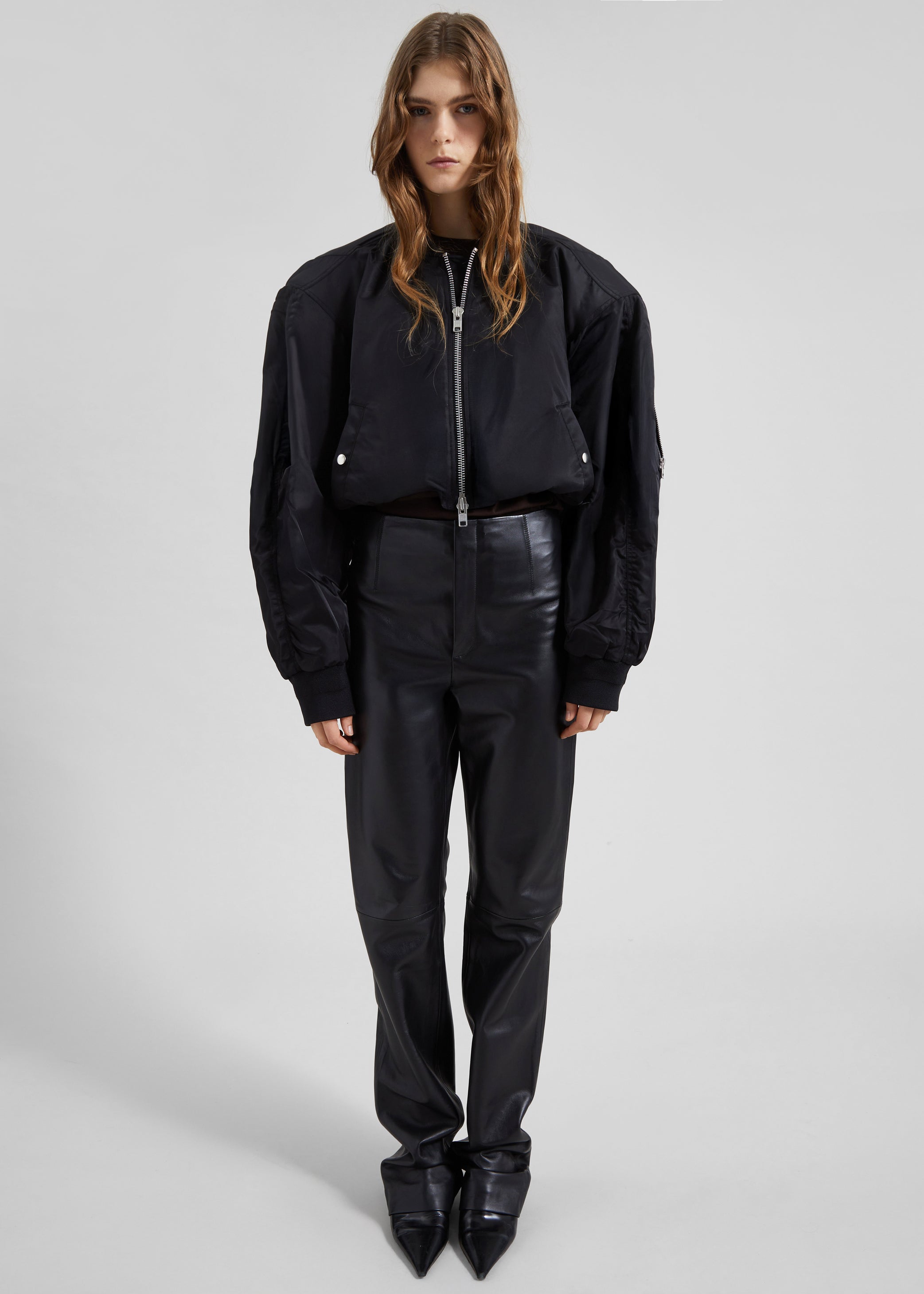 Shop the look image for Skagen Cropped Trapeze Bomber Jacket - Black
