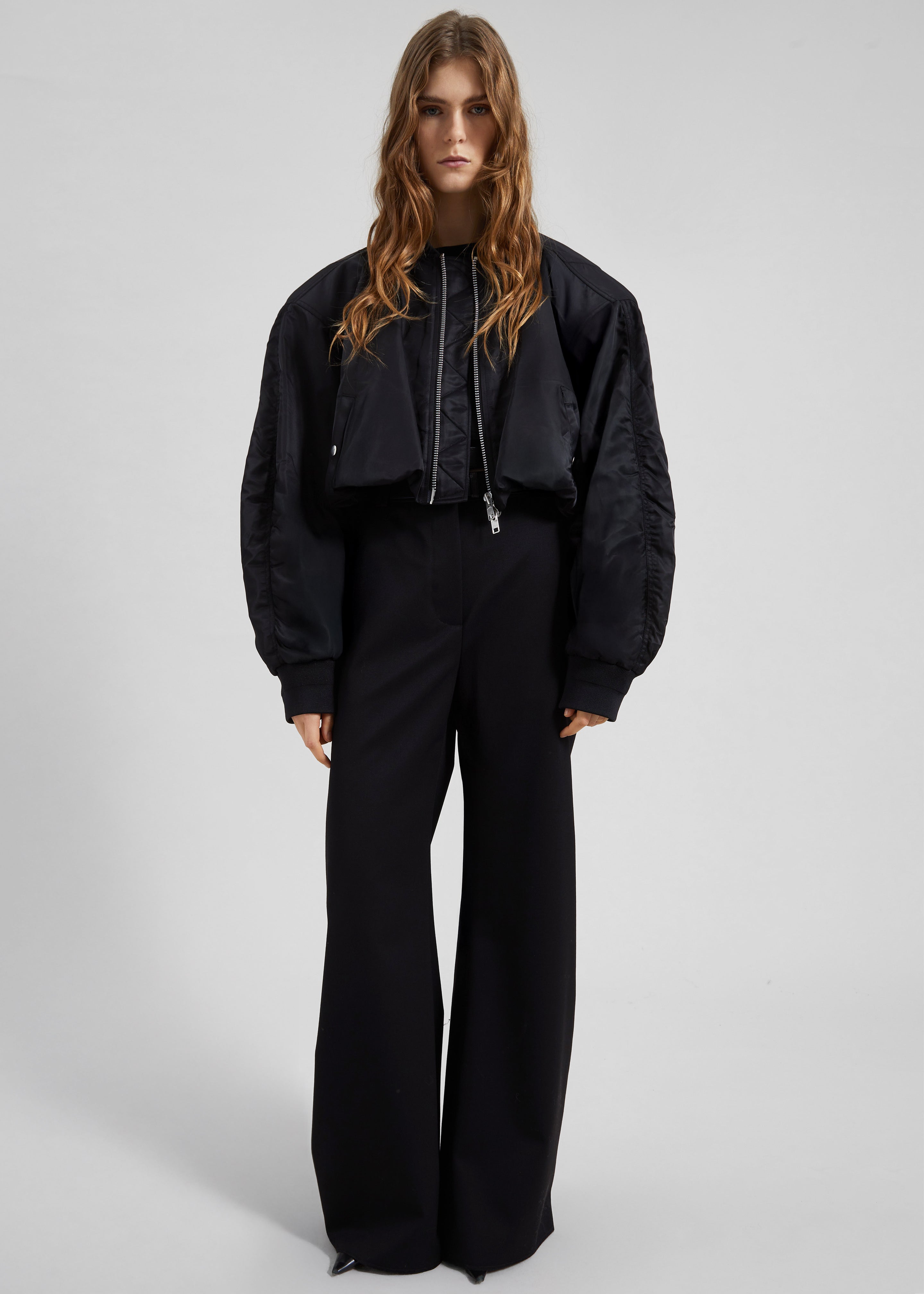 Skagen Cropped Trapeze Bomber Jacket - Black – The Frankie Shop