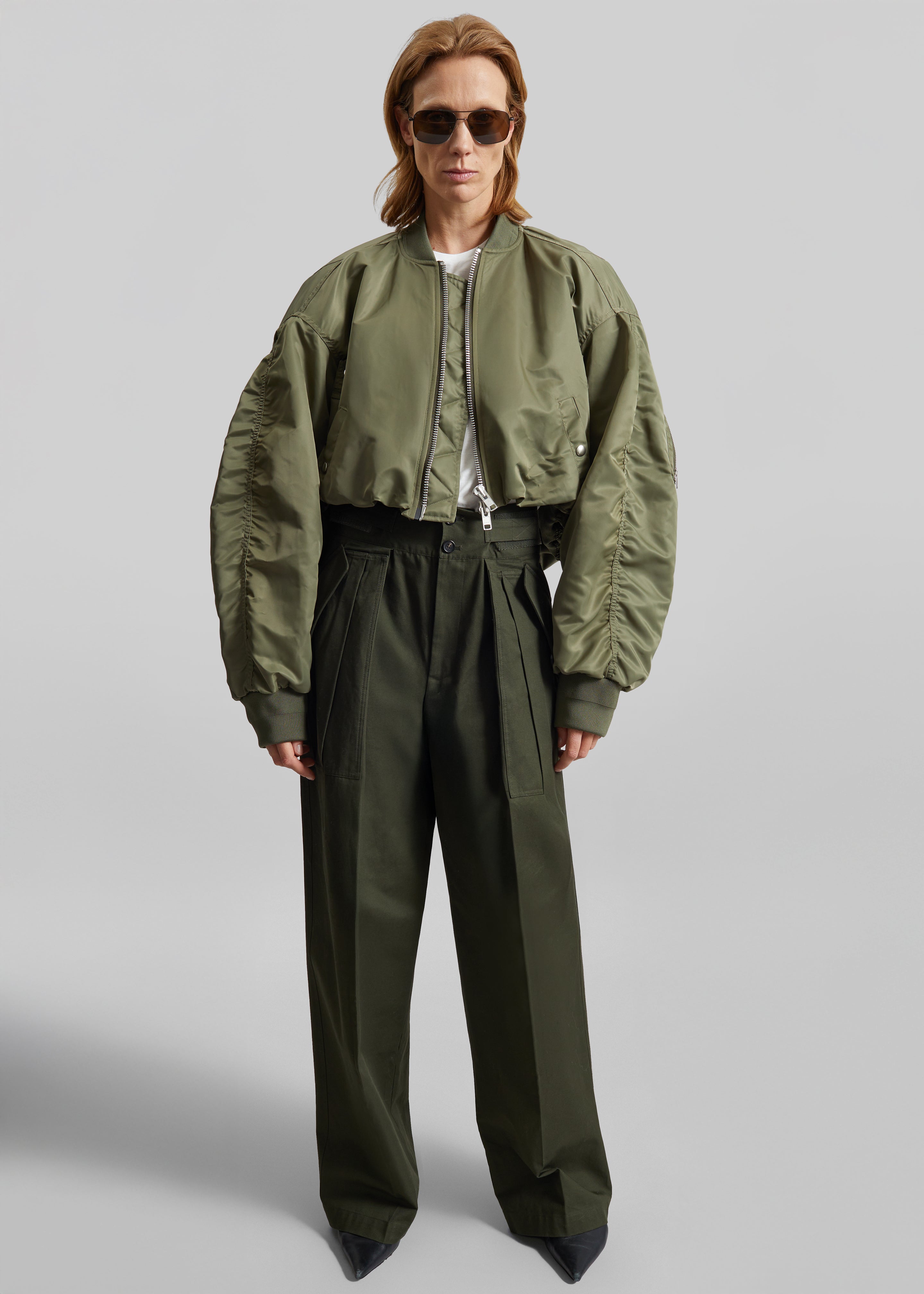 Skagen Cropped Trapeze Bomber Jacket - Olive – The Frankie Shop