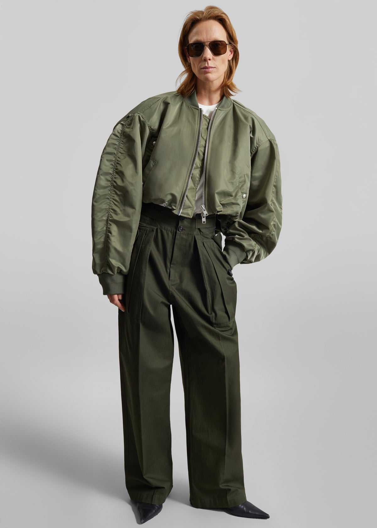 Skagen Cropped Trapeze Bomber Jacket - Olive - 6