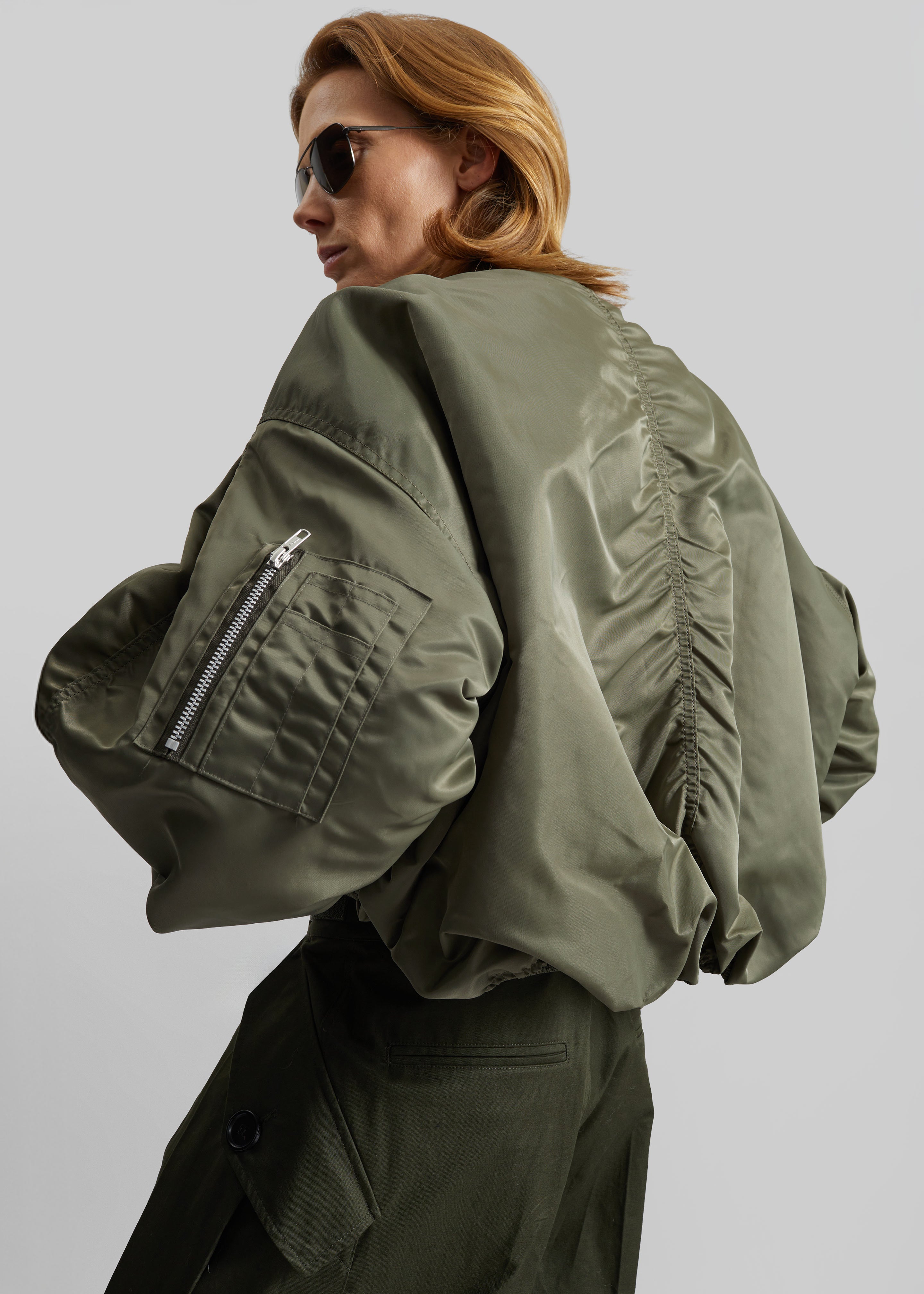 Skagen Cropped Trapeze Bomber Jacket - Olive – The Frankie Shop