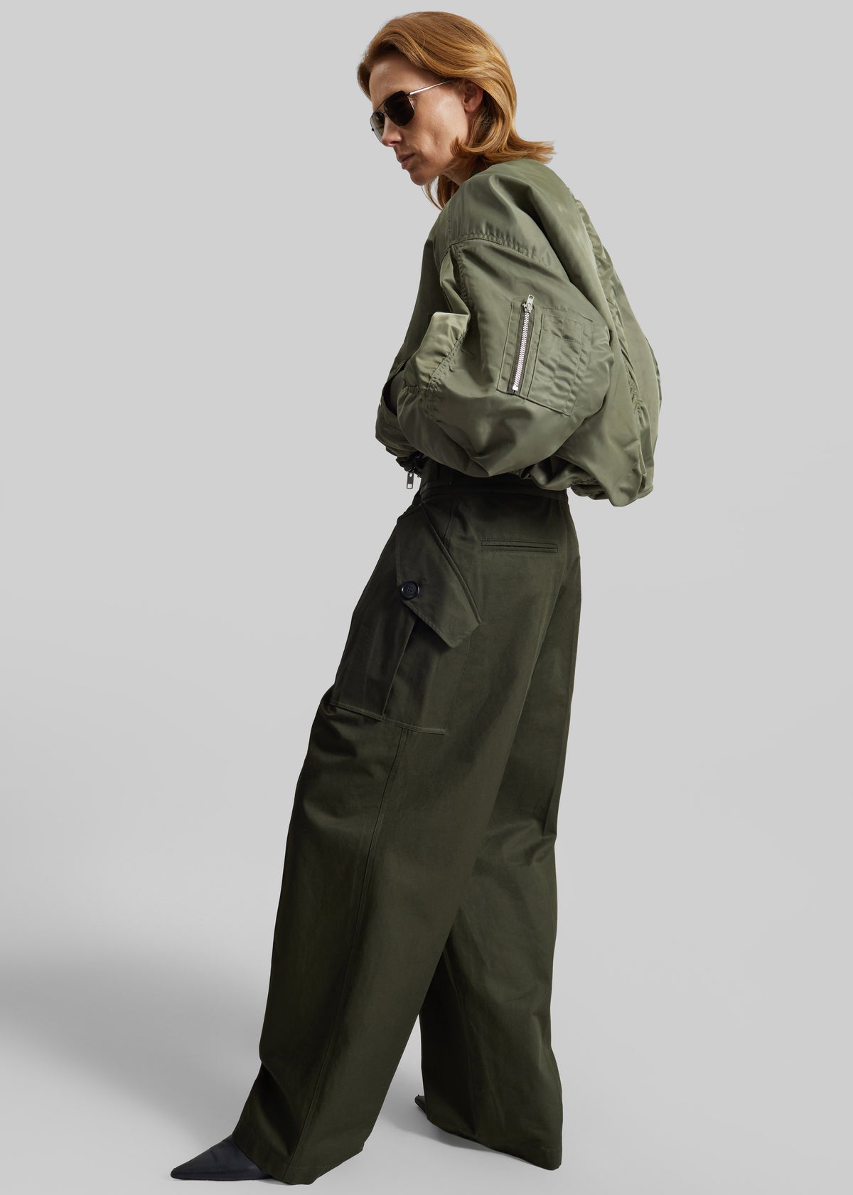 Skagen Cropped Trapeze Bomber Jacket - Olive - 5